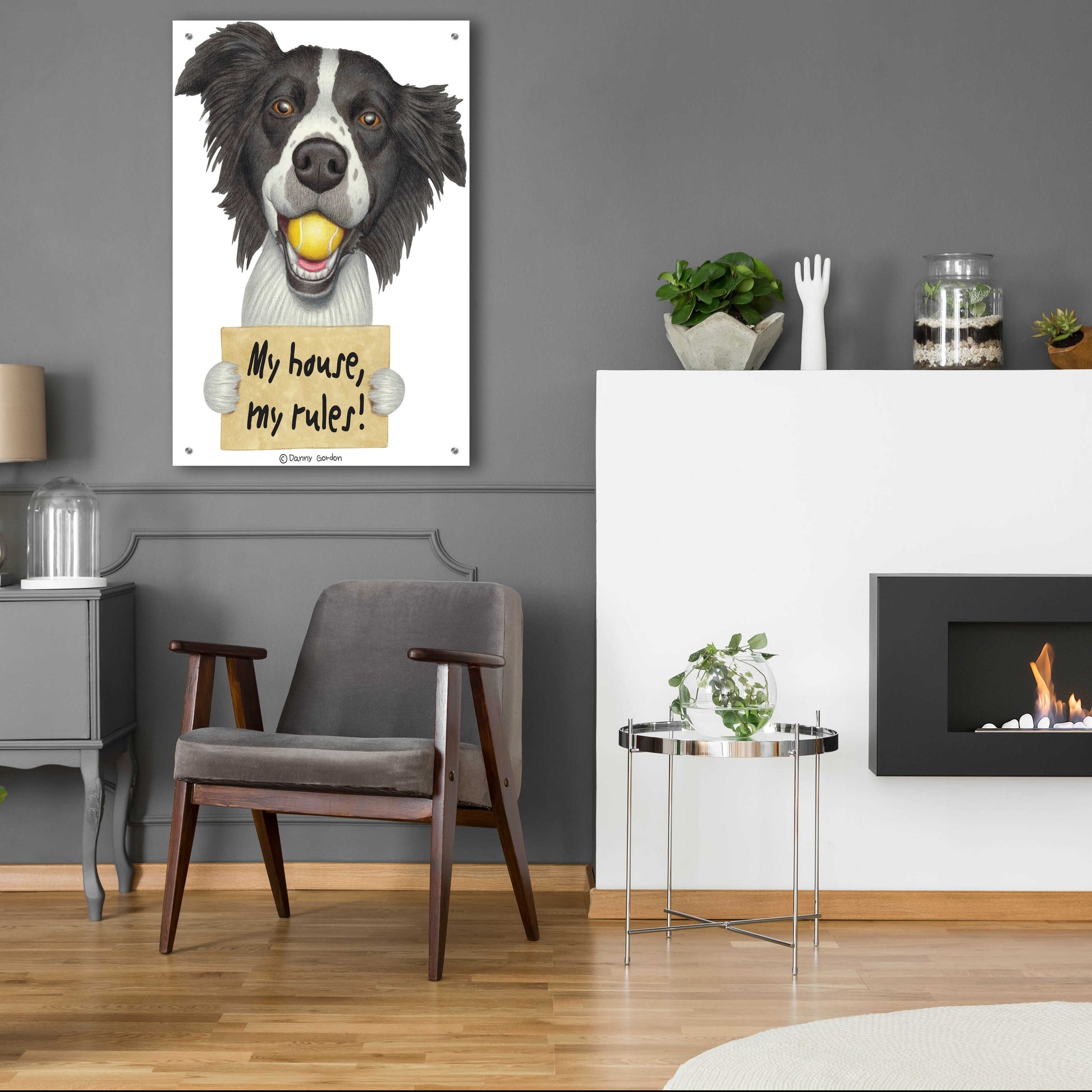 Epic Art 'Border Collie Ball in Mouth' by Danny Gordon Art, Acrylic Glass Wall Art,24x36