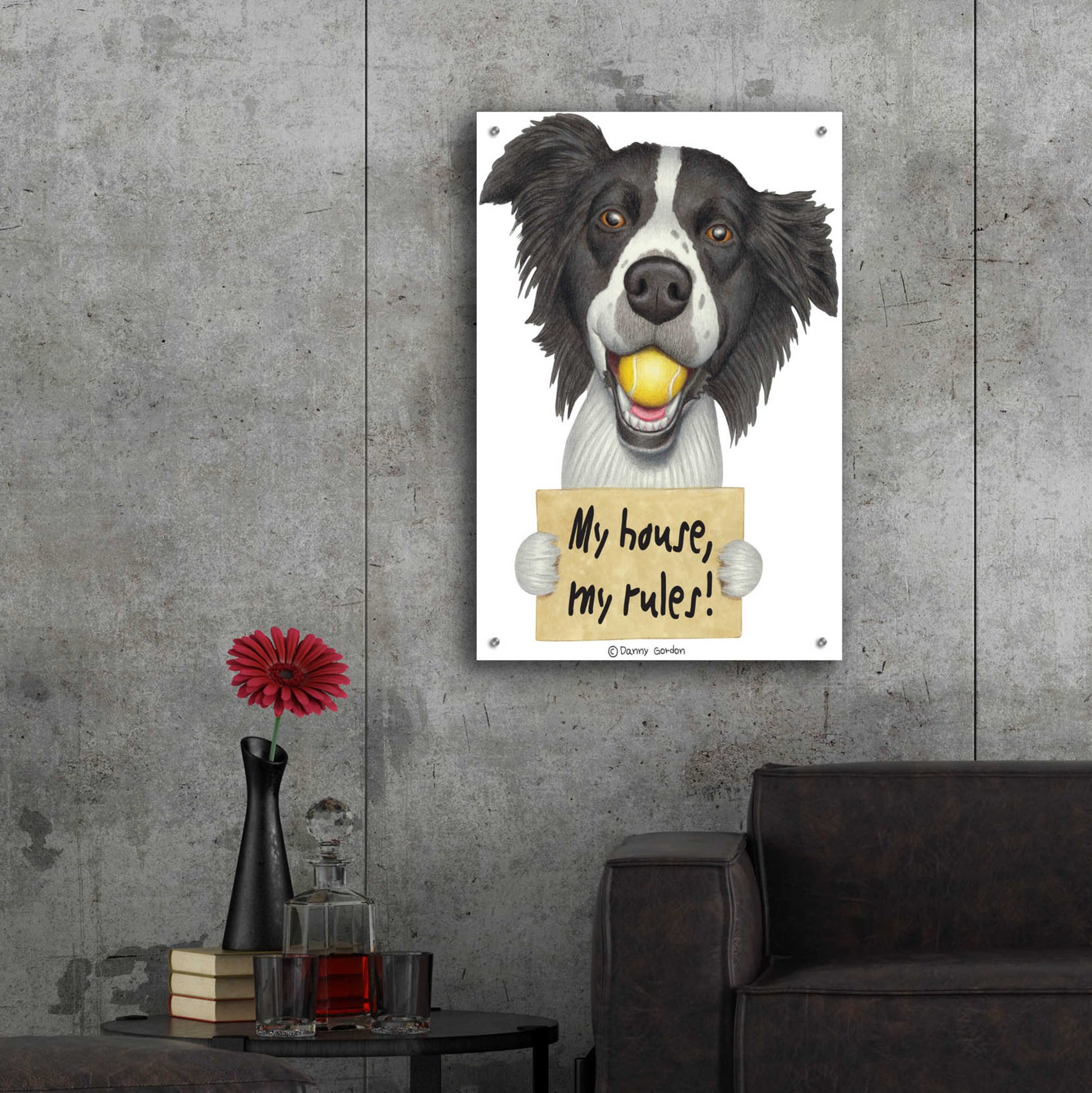 Epic Art 'Border Collie Ball in Mouth' by Danny Gordon Art, Acrylic Glass Wall Art,24x36