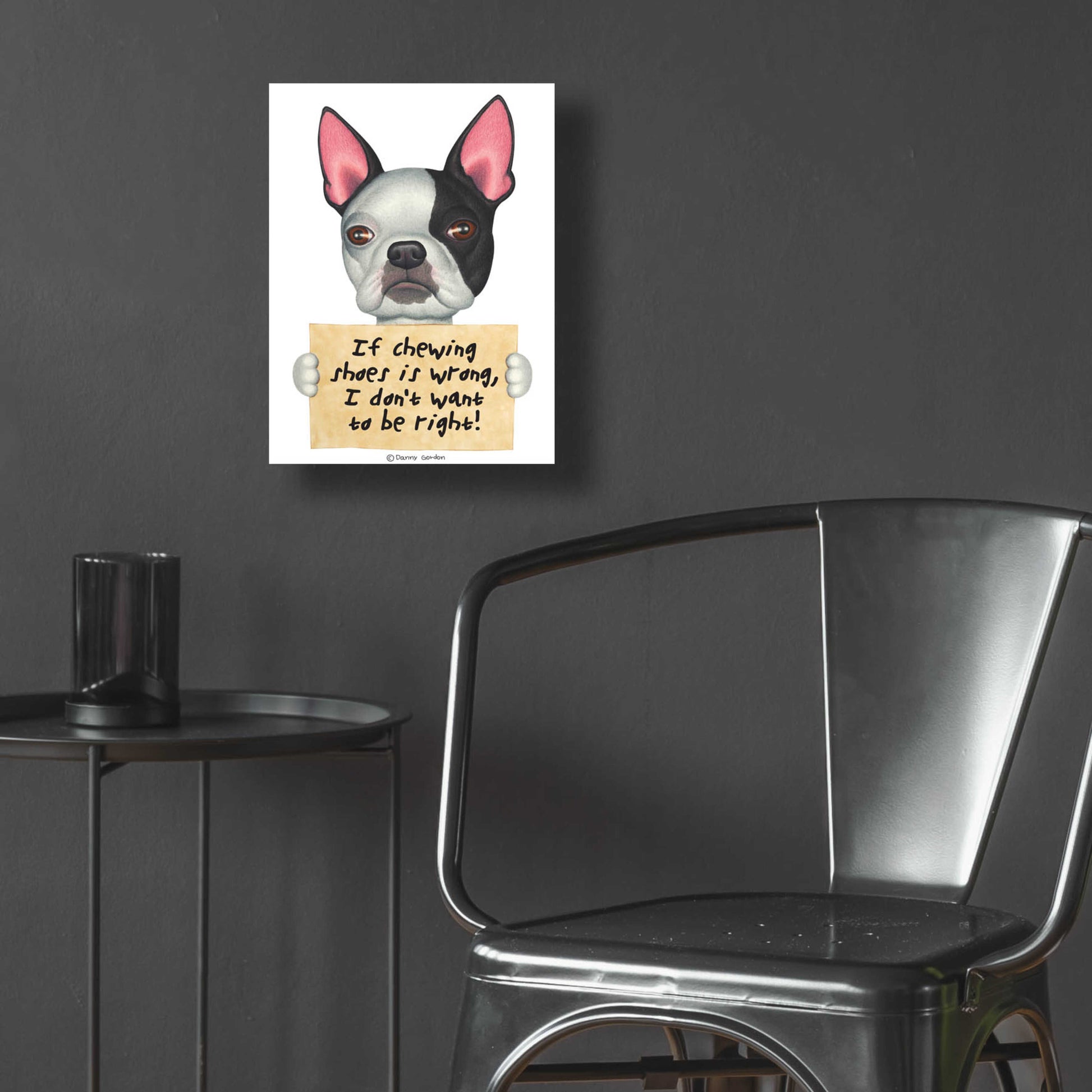 Epic Art 'Boston Terrier Black Left Side of Face' by Danny Gordon Art, Acrylic Glass Wall Art,12x16