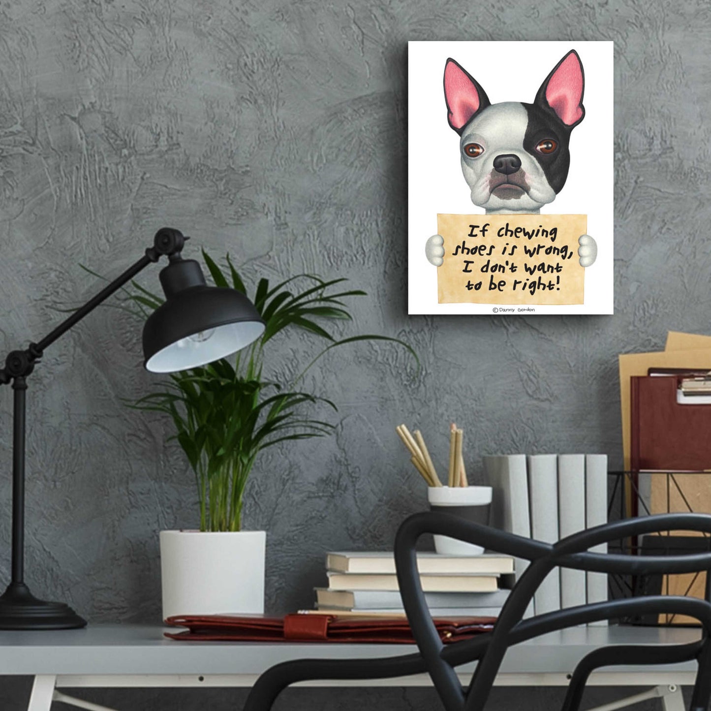 Epic Art 'Boston Terrier Black Left Side of Face' by Danny Gordon Art, Acrylic Glass Wall Art,12x16