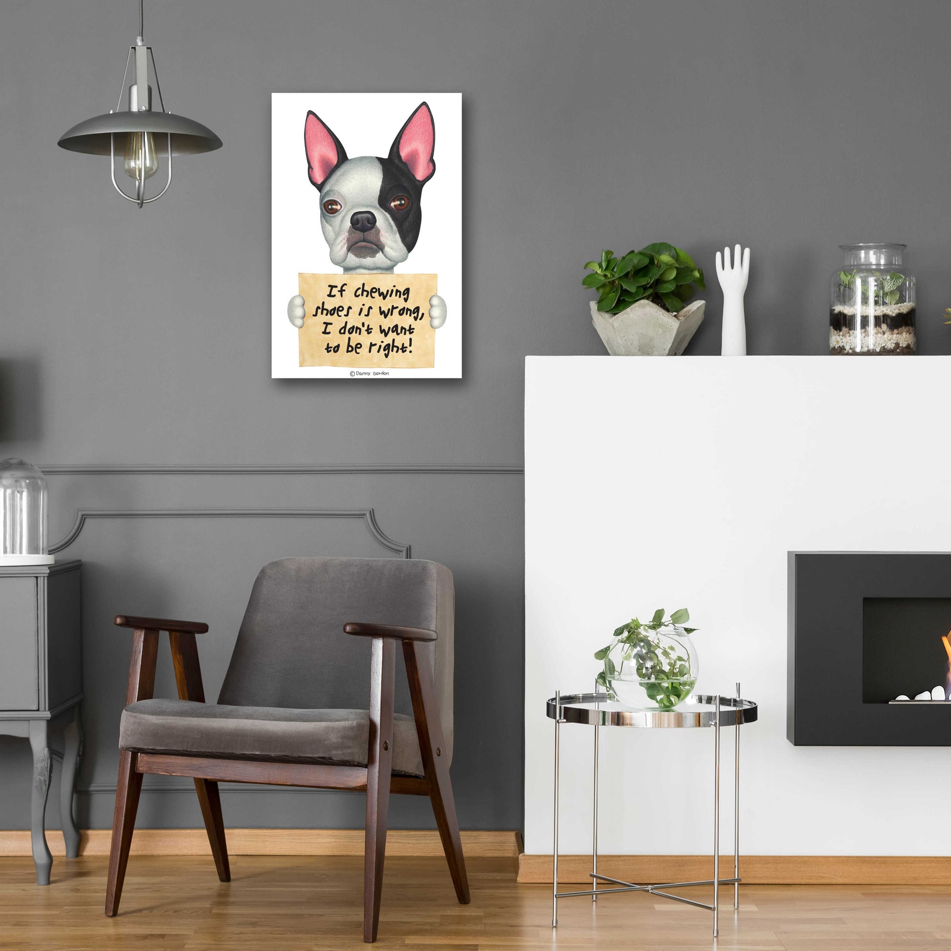 Epic Art 'Boston Terrier Black Left Side of Face' by Danny Gordon Art, Acrylic Glass Wall Art,16x24