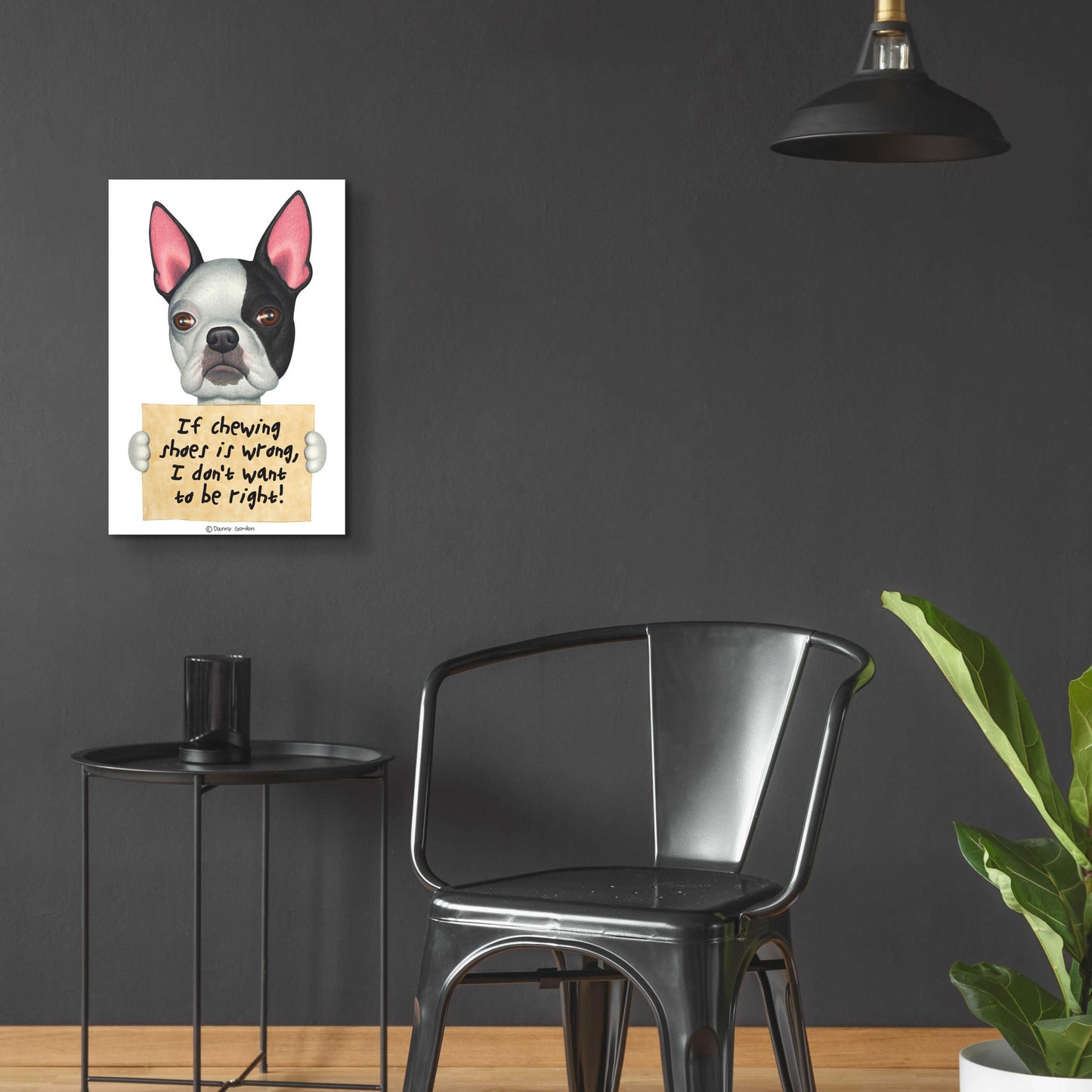 Epic Art 'Boston Terrier Black Left Side of Face' by Danny Gordon Art, Acrylic Glass Wall Art,16x24