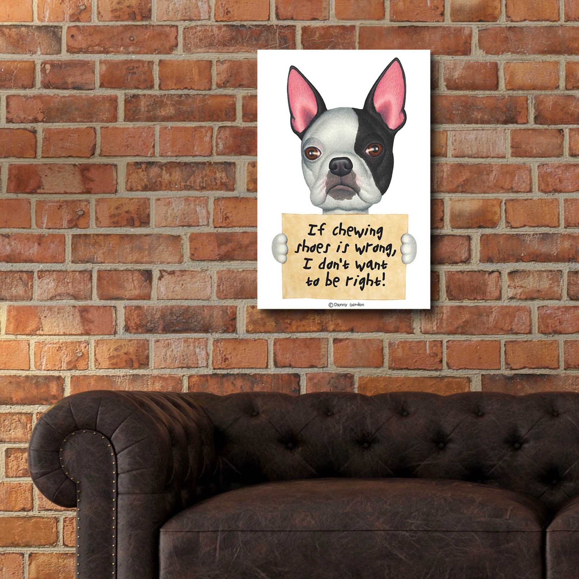 Epic Art 'Boston Terrier Black Left Side of Face' by Danny Gordon Art, Acrylic Glass Wall Art,16x24