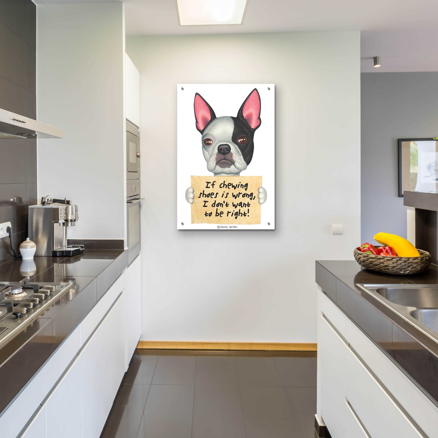 Epic Art 'Boston Terrier Black Left Side of Face' by Danny Gordon Art, Acrylic Glass Wall Art,24x36