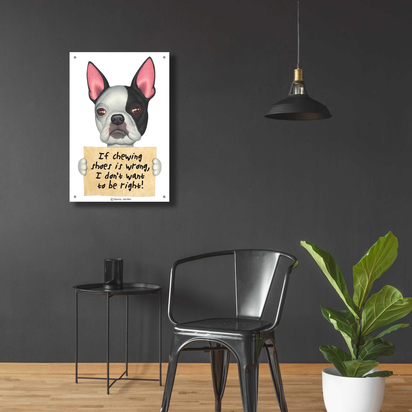 Epic Art 'Boston Terrier Black Left Side of Face' by Danny Gordon Art, Acrylic Glass Wall Art,24x36