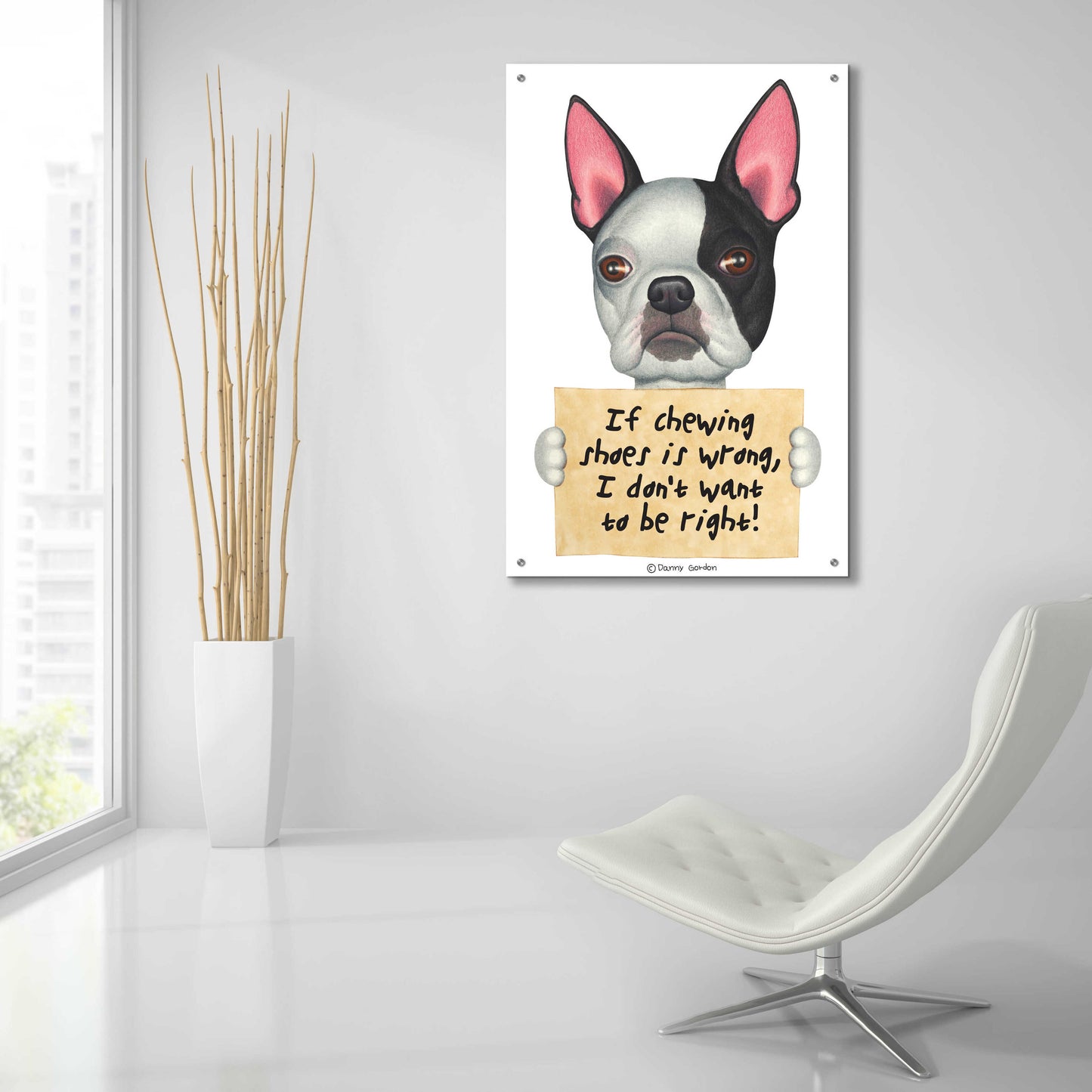 Epic Art 'Boston Terrier Black Left Side of Face' by Danny Gordon Art, Acrylic Glass Wall Art,24x36