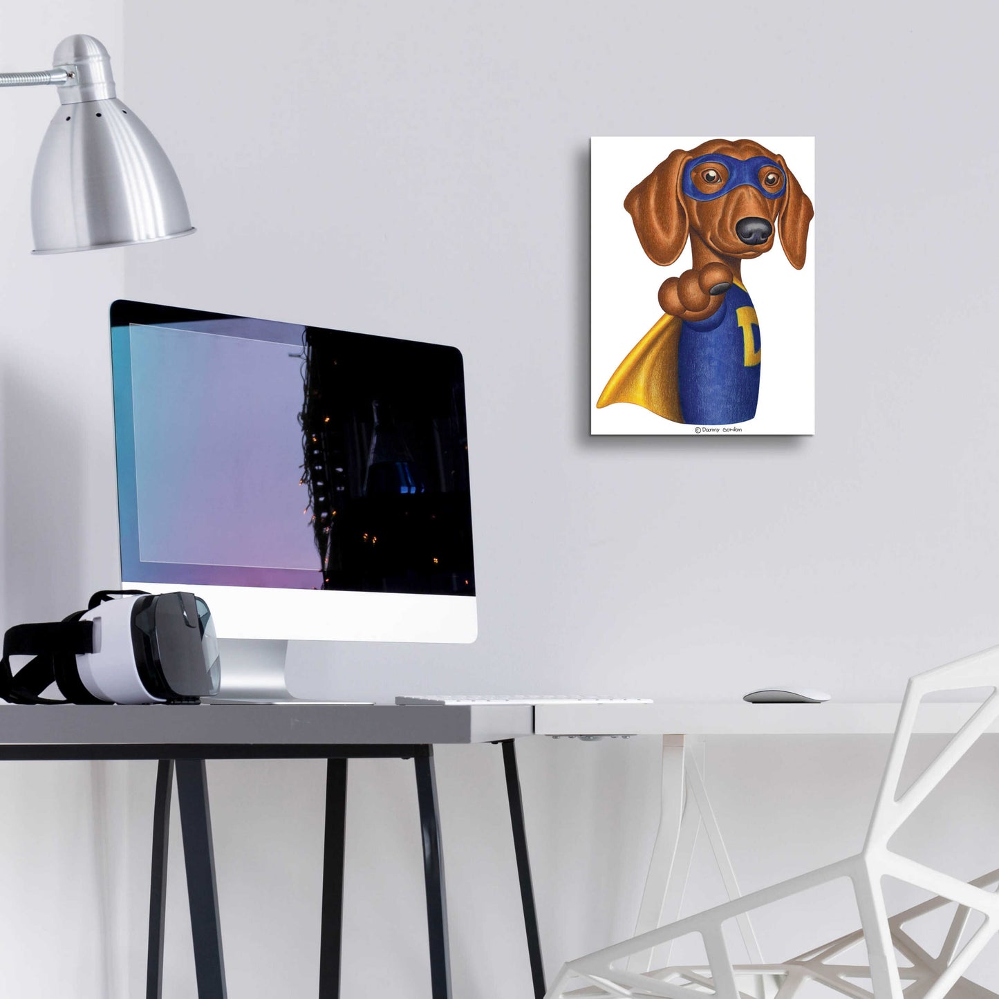 Epic Art 'Brown Dachshund Captain D' by Danny Gordon Art, Acrylic Glass Wall Art,12x16