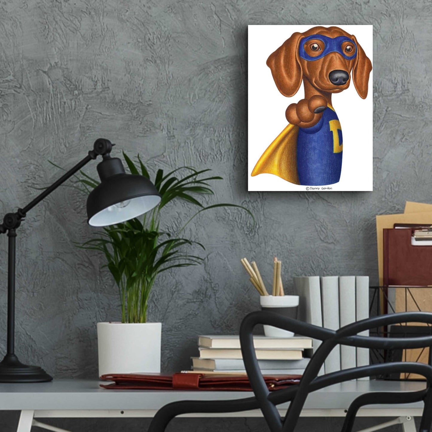 Epic Art 'Brown Dachshund Captain D' by Danny Gordon Art, Acrylic Glass Wall Art,12x16