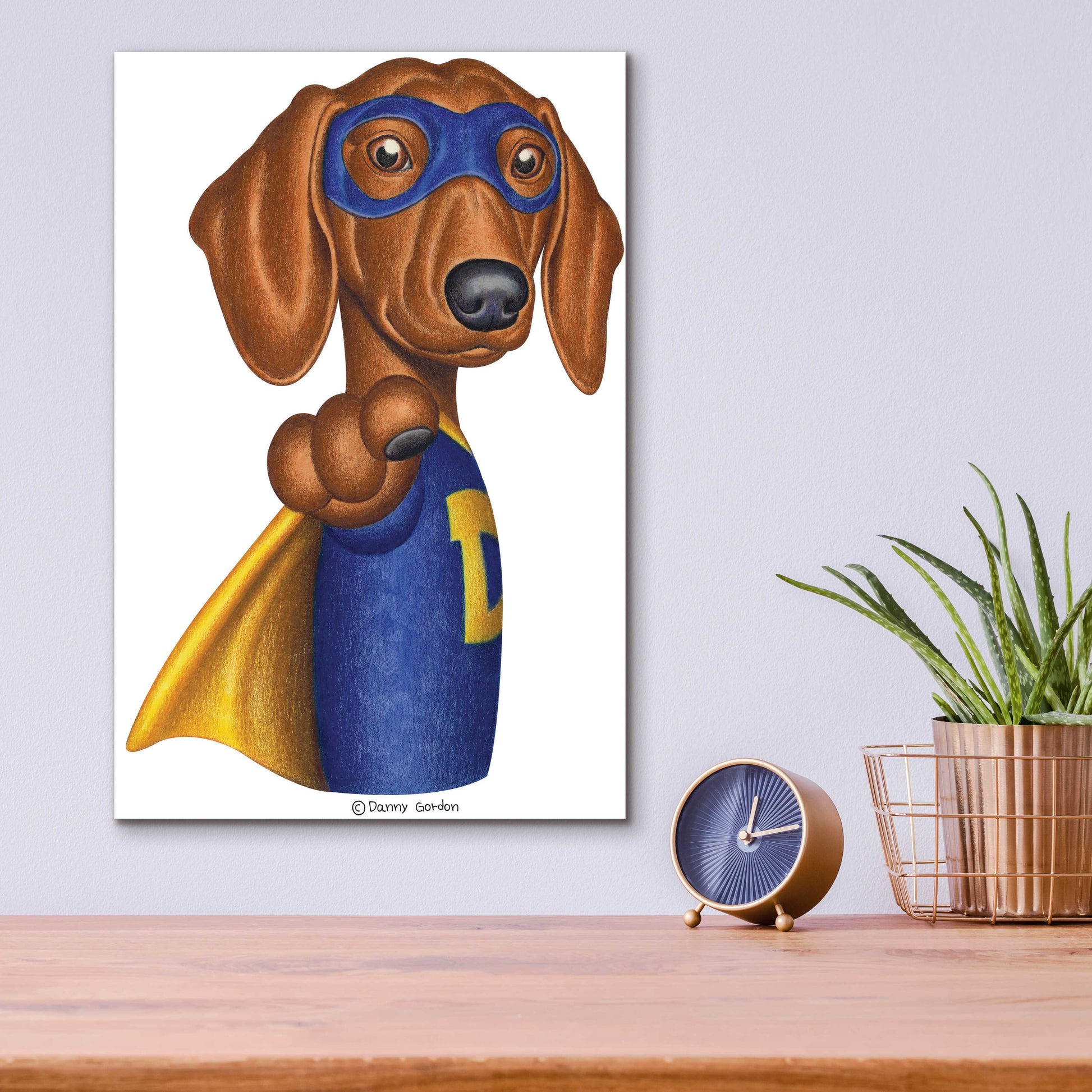 Epic Art 'Brown Dachshund Captain D' by Danny Gordon Art, Acrylic Glass Wall Art,12x16