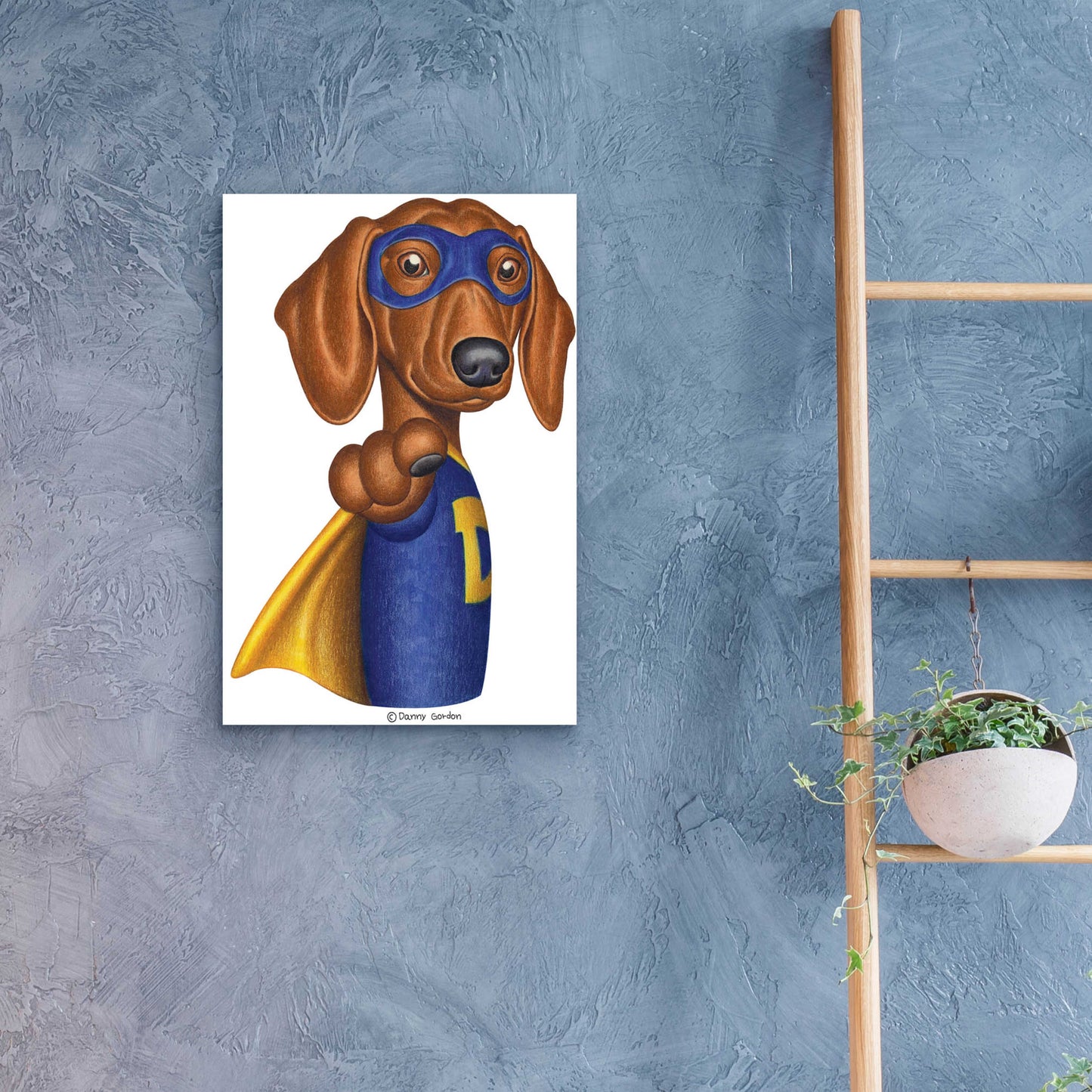 Epic Art 'Brown Dachshund Captain D' by Danny Gordon Art, Acrylic Glass Wall Art,16x24