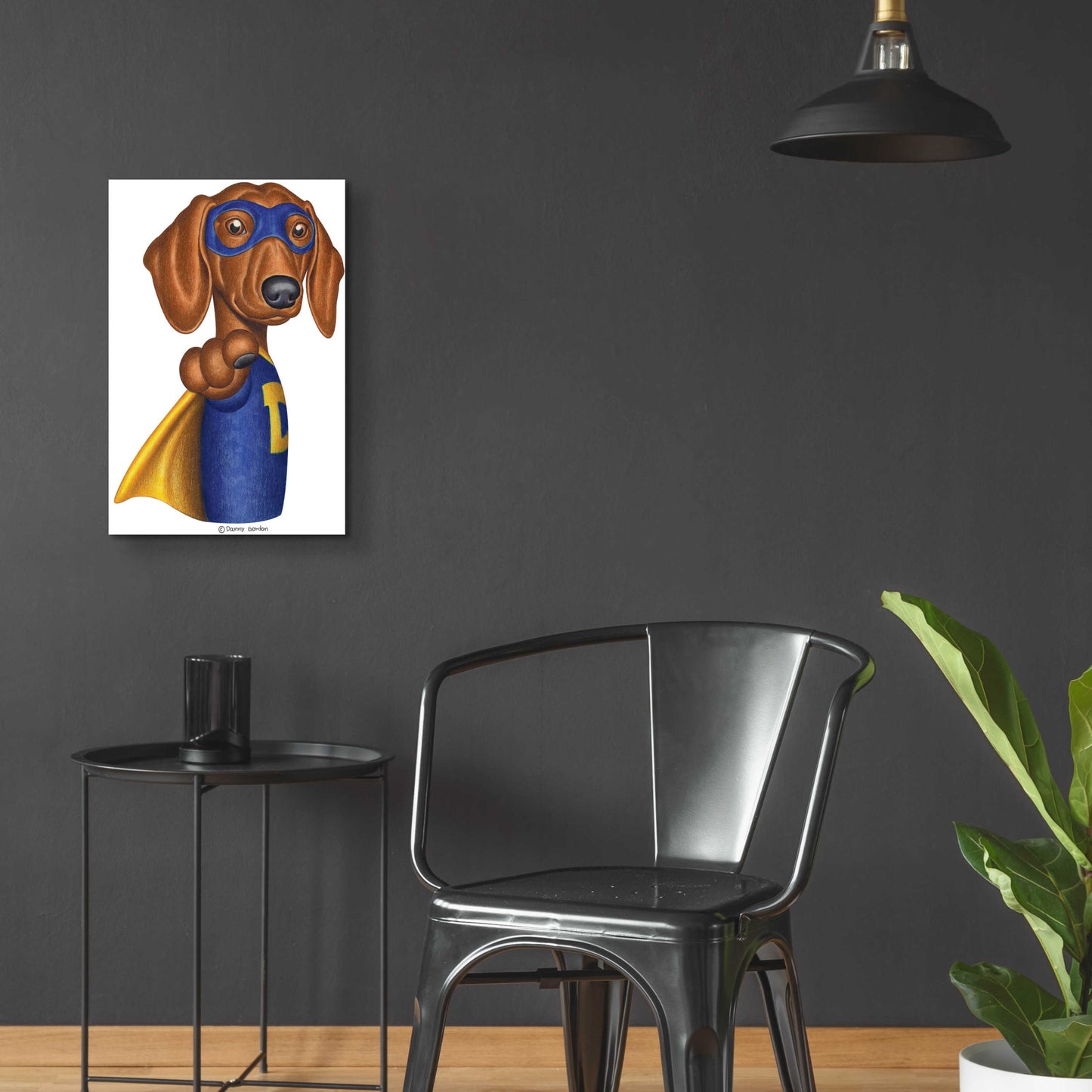 Epic Art 'Brown Dachshund Captain D' by Danny Gordon Art, Acrylic Glass Wall Art,16x24