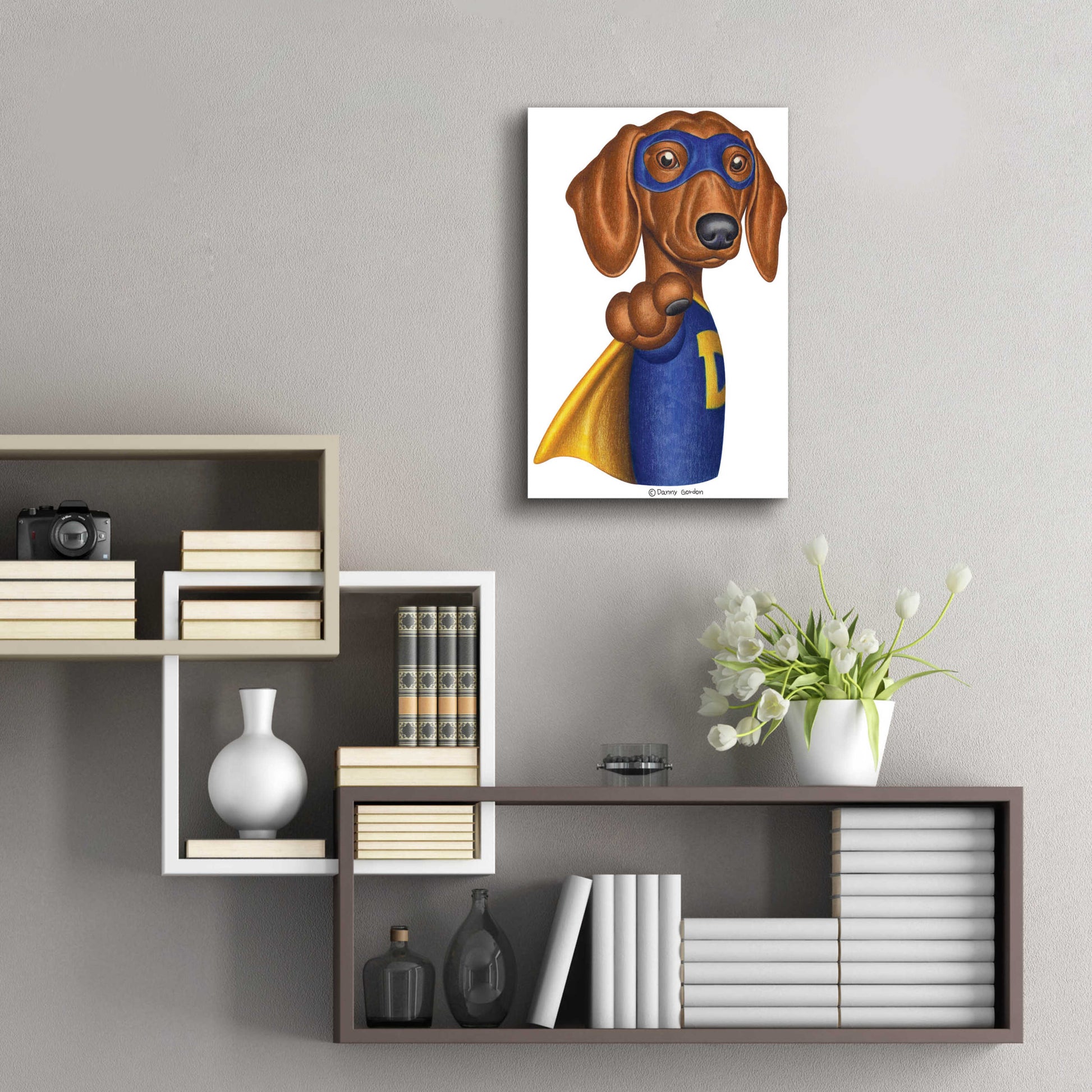 Epic Art 'Brown Dachshund Captain D' by Danny Gordon Art, Acrylic Glass Wall Art,16x24