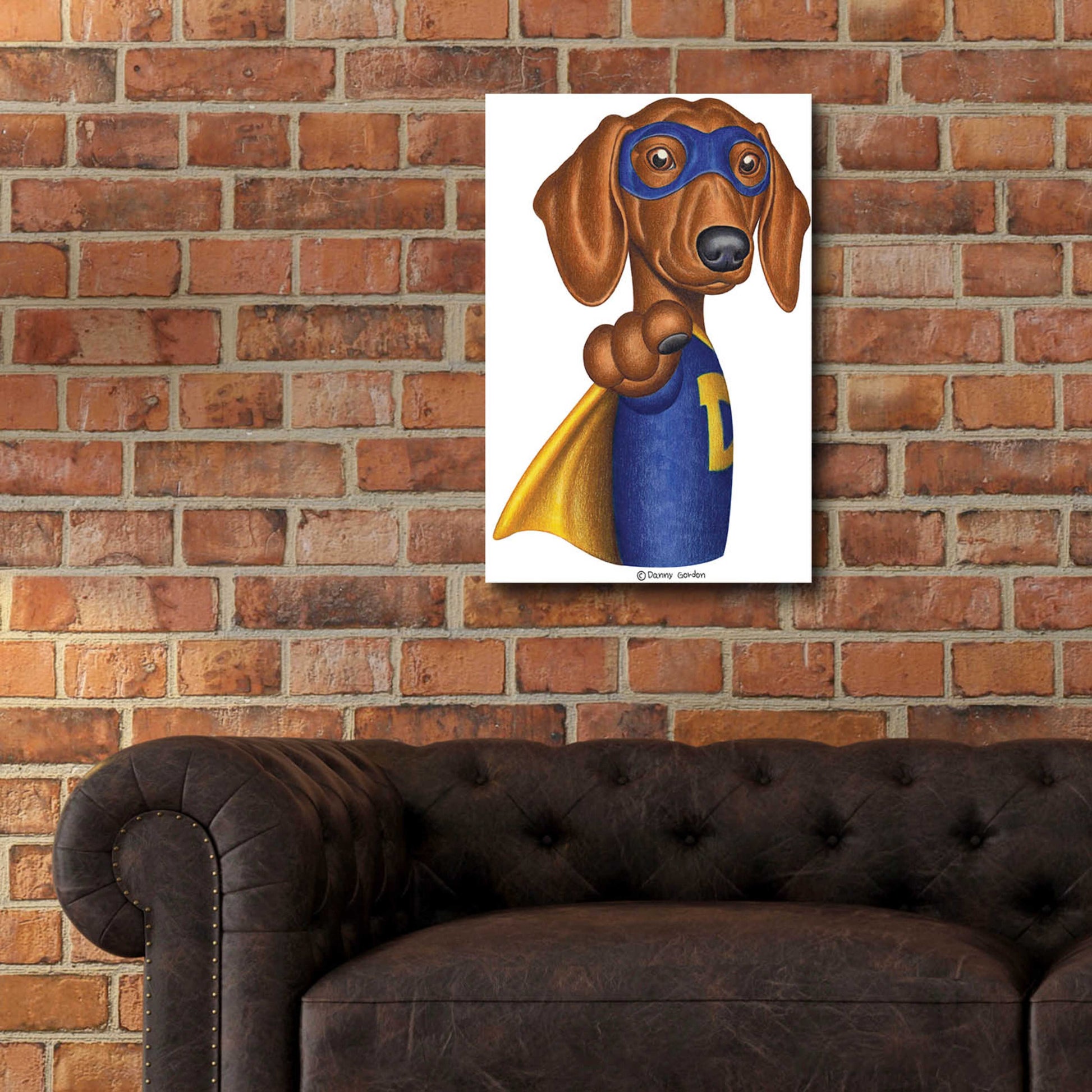 Epic Art 'Brown Dachshund Captain D' by Danny Gordon Art, Acrylic Glass Wall Art,16x24