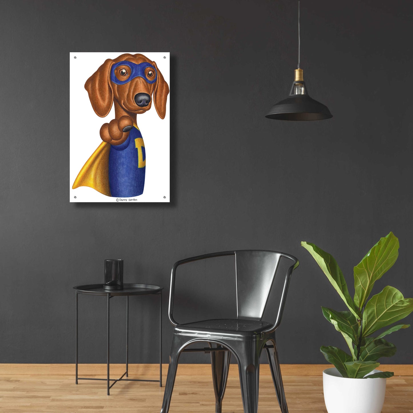 Epic Art 'Brown Dachshund Captain D' by Danny Gordon Art, Acrylic Glass Wall Art,24x36