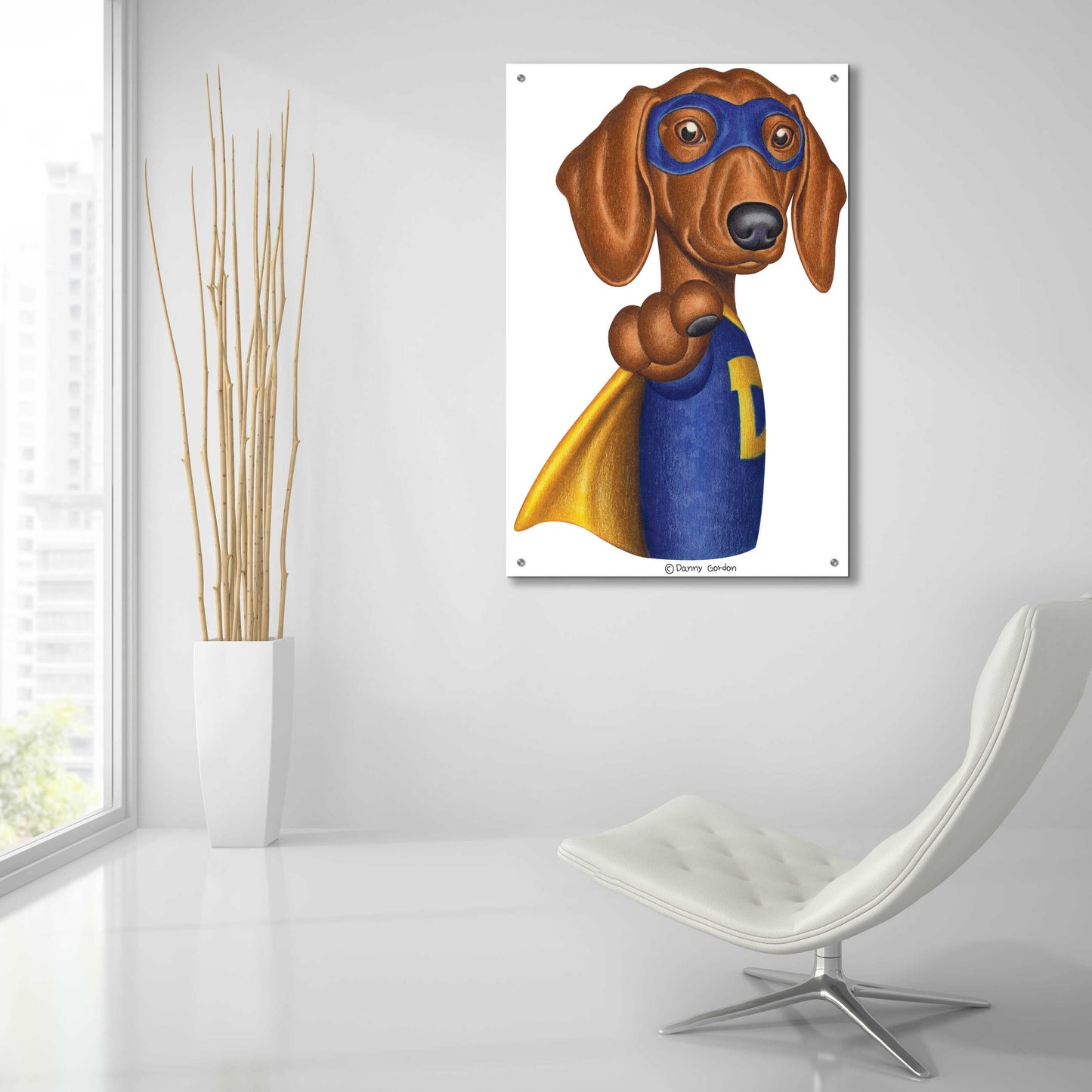 Epic Art 'Brown Dachshund Captain D' by Danny Gordon Art, Acrylic Glass Wall Art,24x36