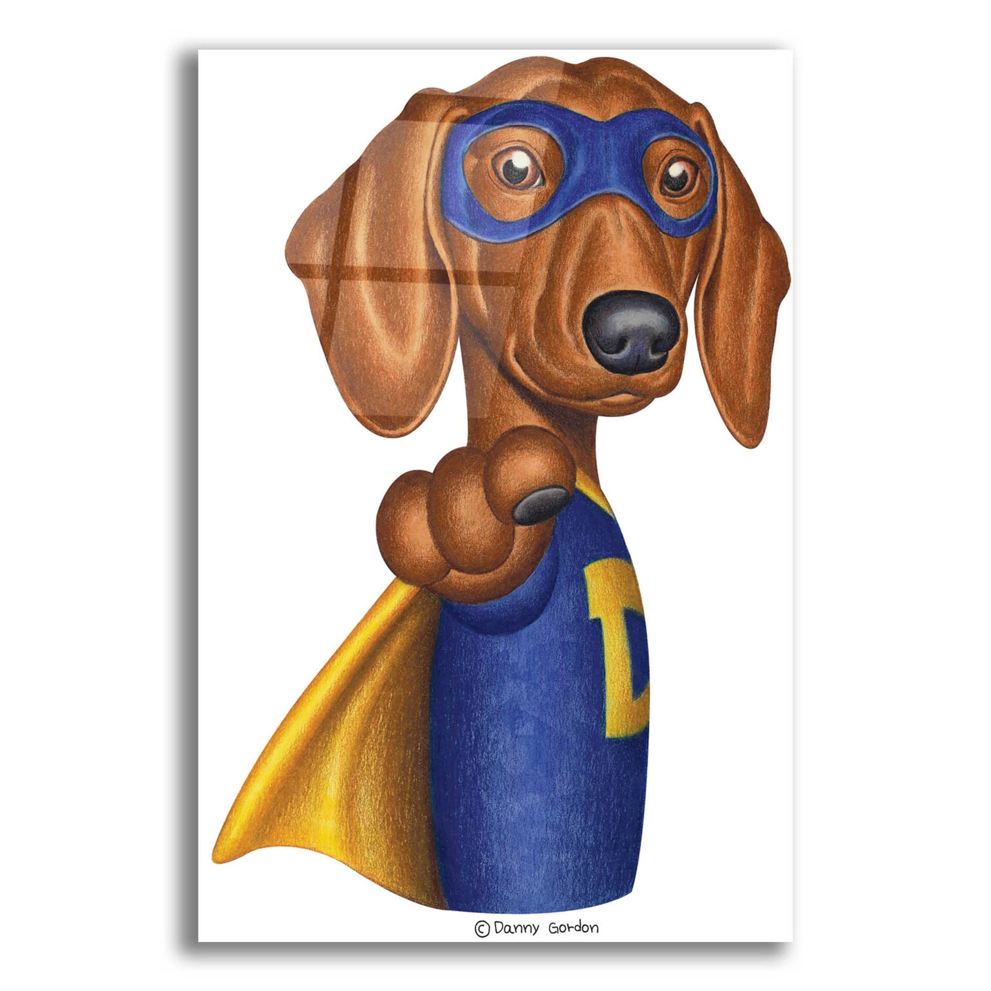 Epic Art 'Brown Dachshund Captain D' by Danny Gordon Art, Acrylic Glass Wall Art