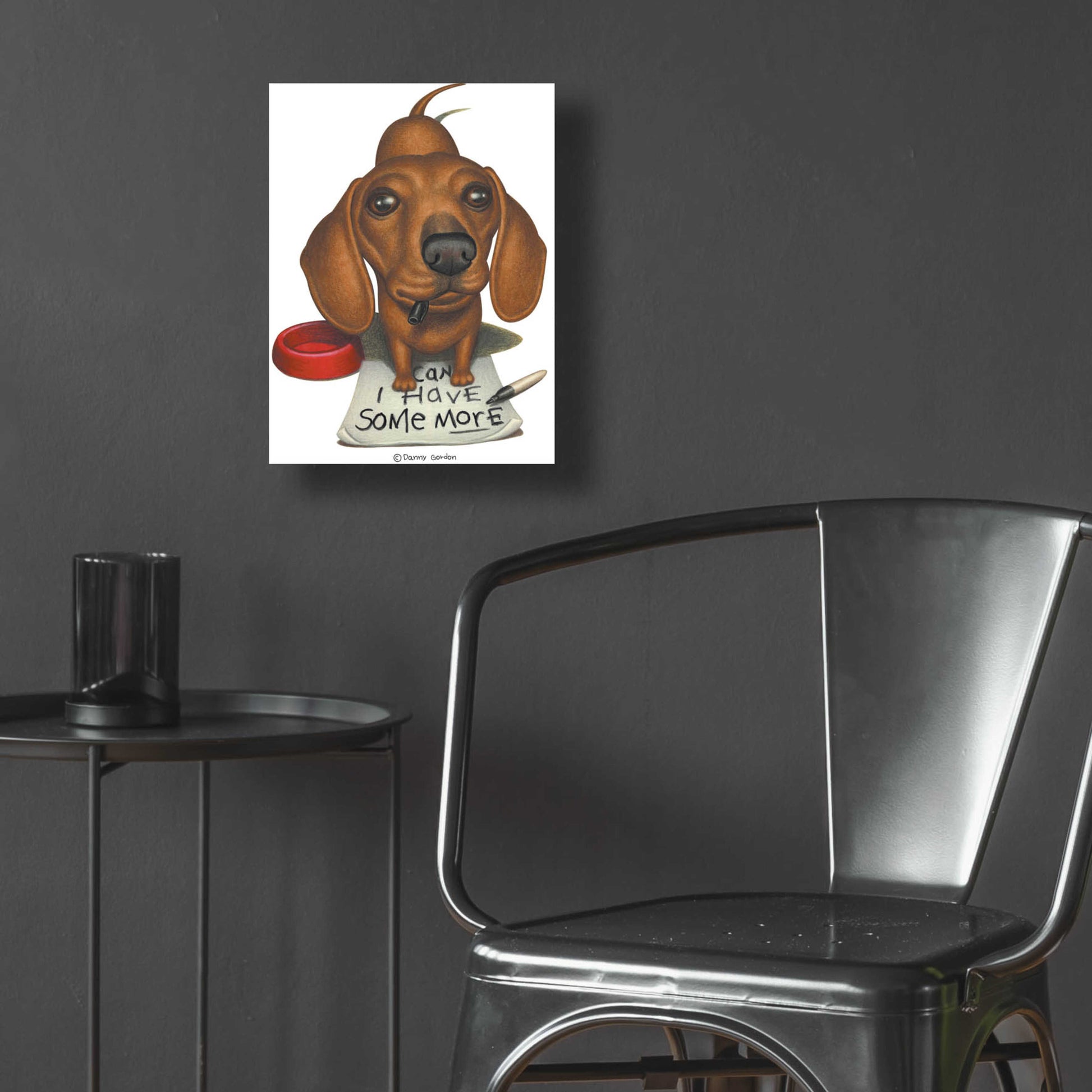 Epic Art 'Brown Dachshund with Sharpie and Sign' by Danny Gordon Art, Acrylic Glass Wall Art,12x16