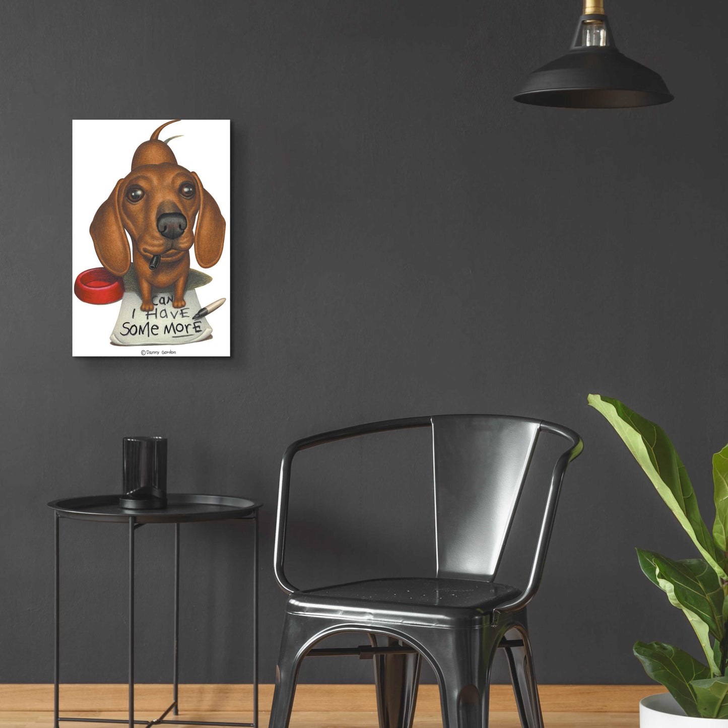 Epic Art 'Brown Dachshund with Sharpie and Sign' by Danny Gordon Art, Acrylic Glass Wall Art,16x24