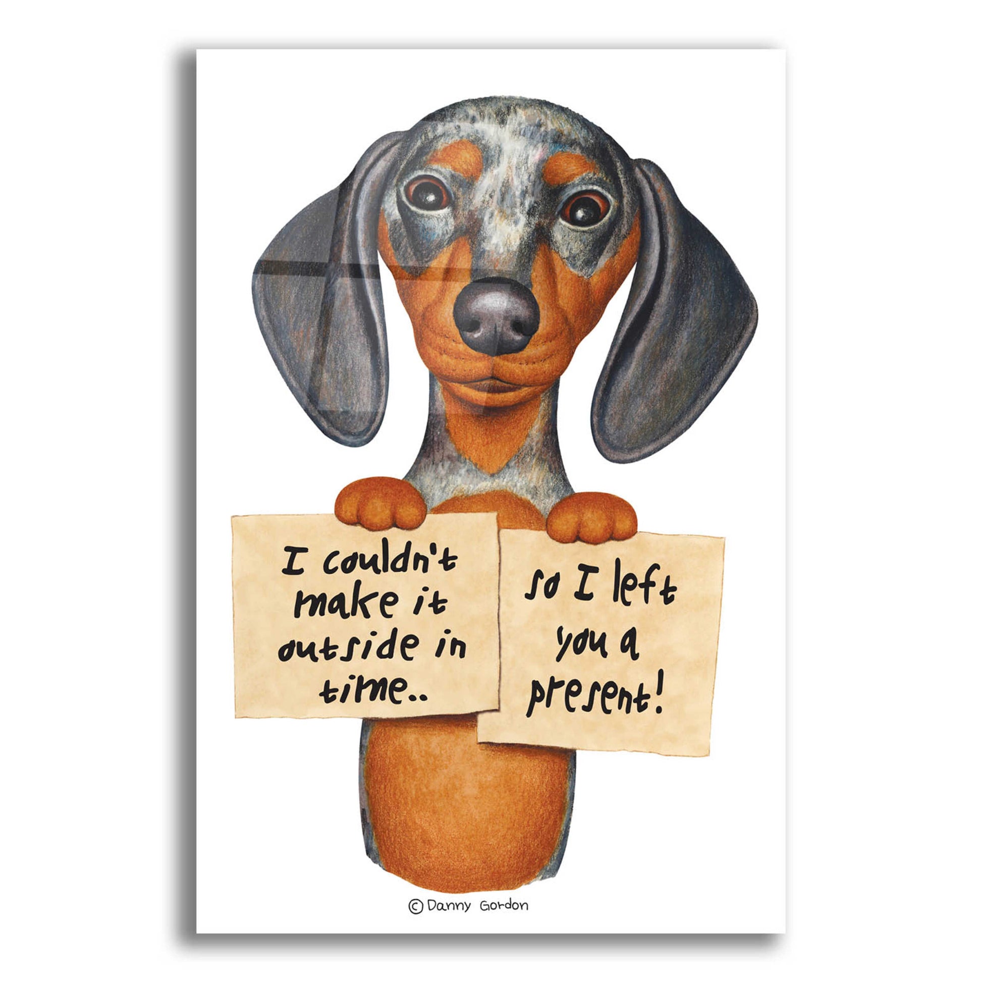 Epic Art 'Dappled Dachshund Two Signs' by Danny Gordon Art, Acrylic Glass Wall Art