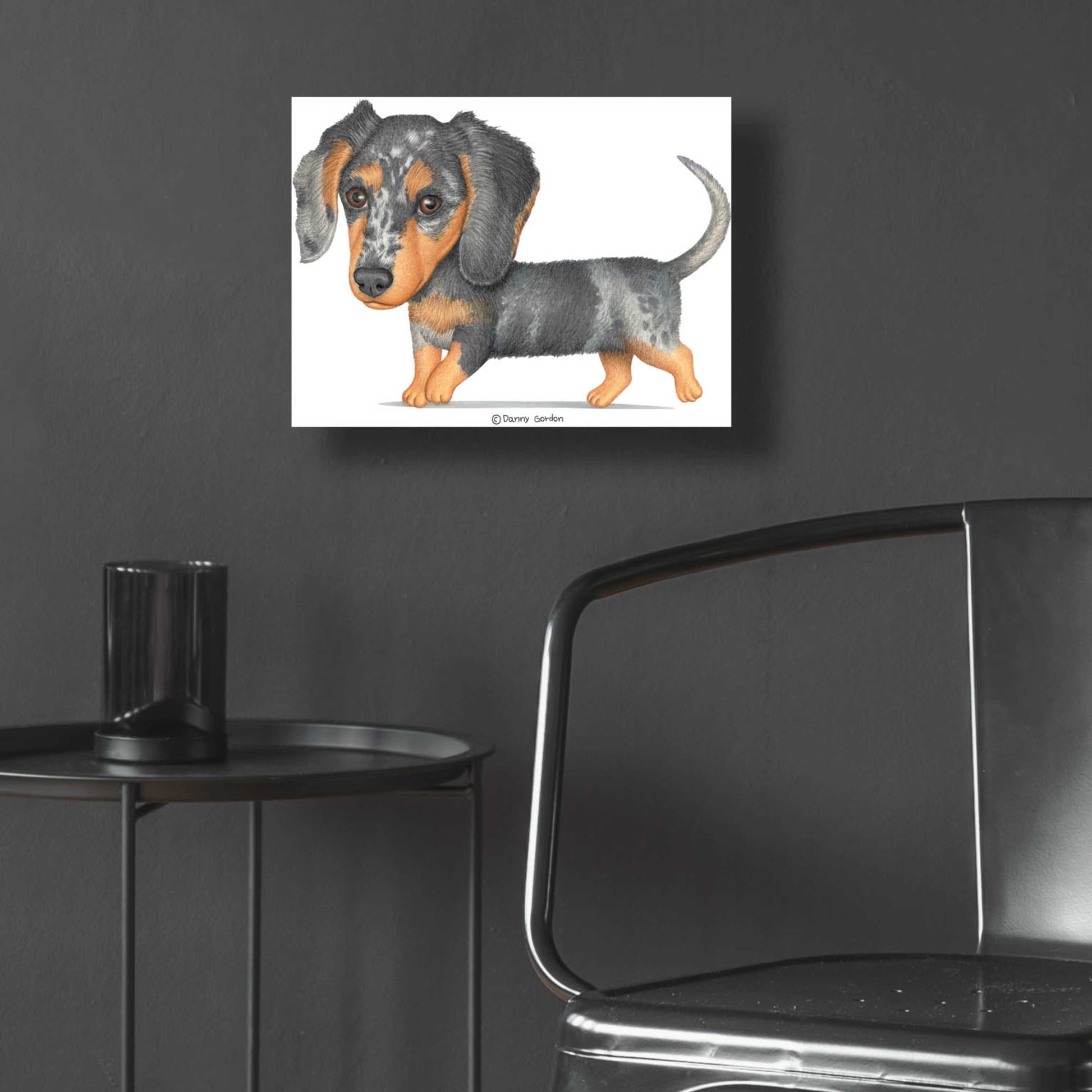 Epic Art 'Dappled Dachshund Walking' by Danny Gordon Art, Acrylic Glass Wall Art,16x12