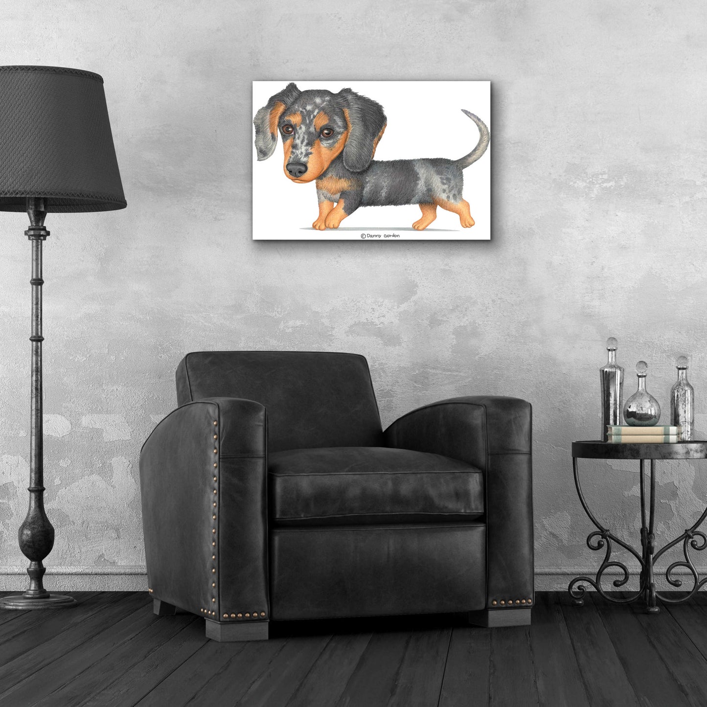 Epic Art 'Dappled Dachshund Walking' by Danny Gordon Art, Acrylic Glass Wall Art,24x16