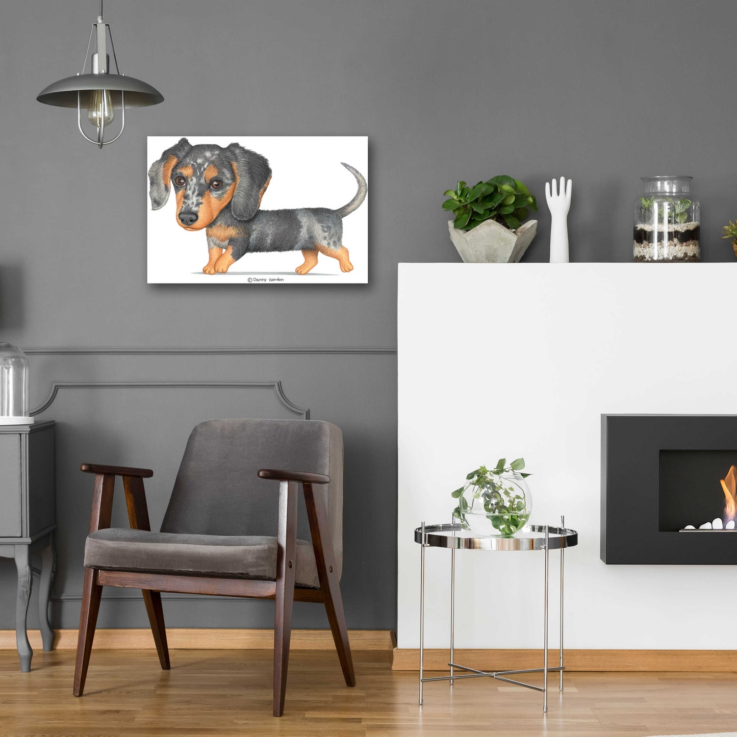 Epic Art 'Dappled Dachshund Walking' by Danny Gordon Art, Acrylic Glass Wall Art,24x16