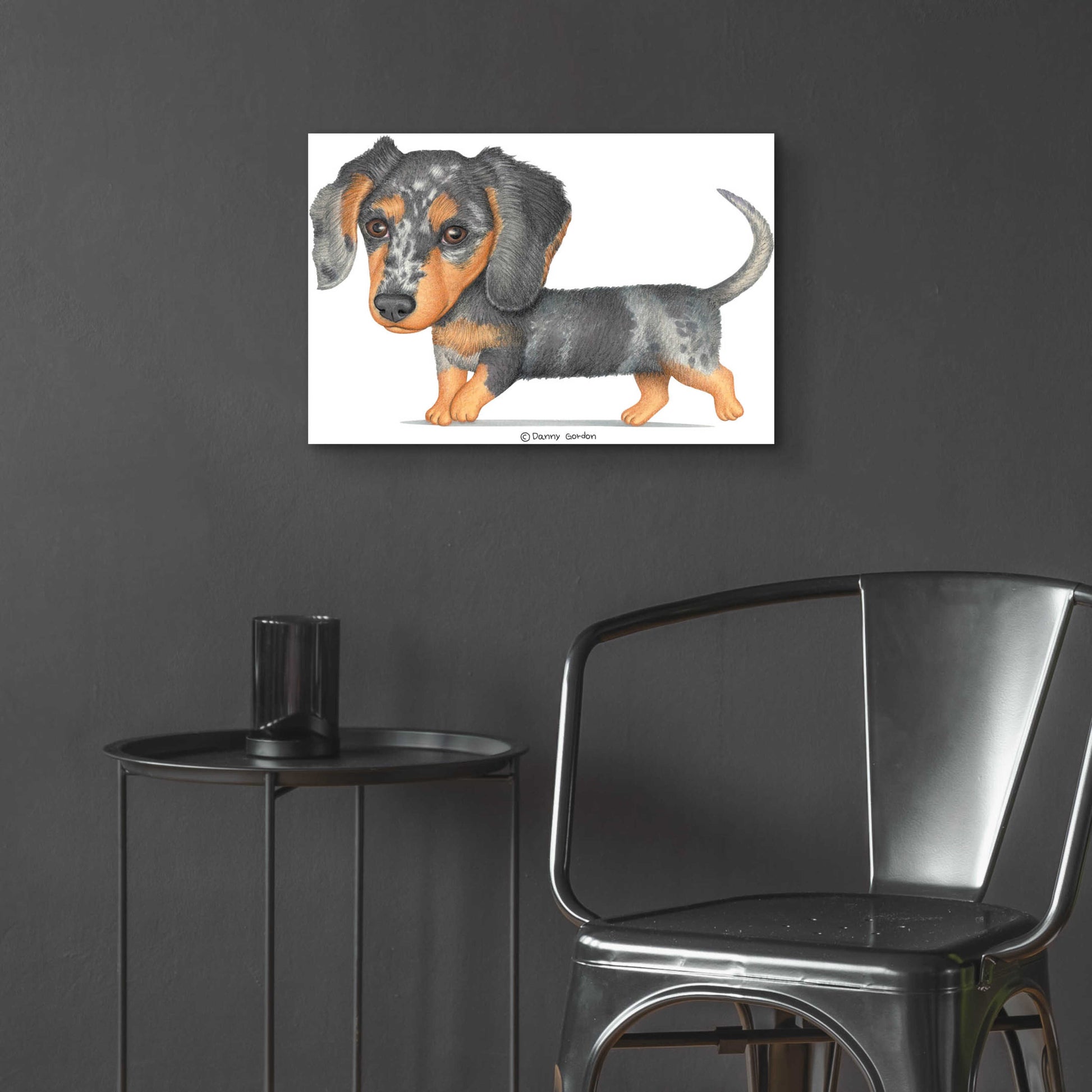 Epic Art 'Dappled Dachshund Walking' by Danny Gordon Art, Acrylic Glass Wall Art,24x16