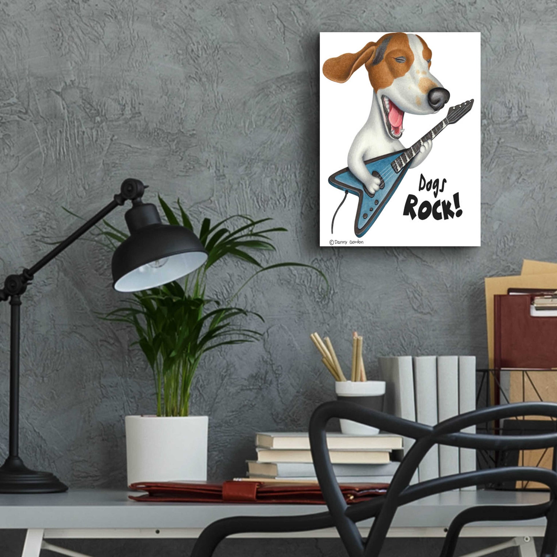 Epic Art 'Basset Hound Dogs Rock' by Danny Gordon Art, Acrylic Glass Wall Art,12x16