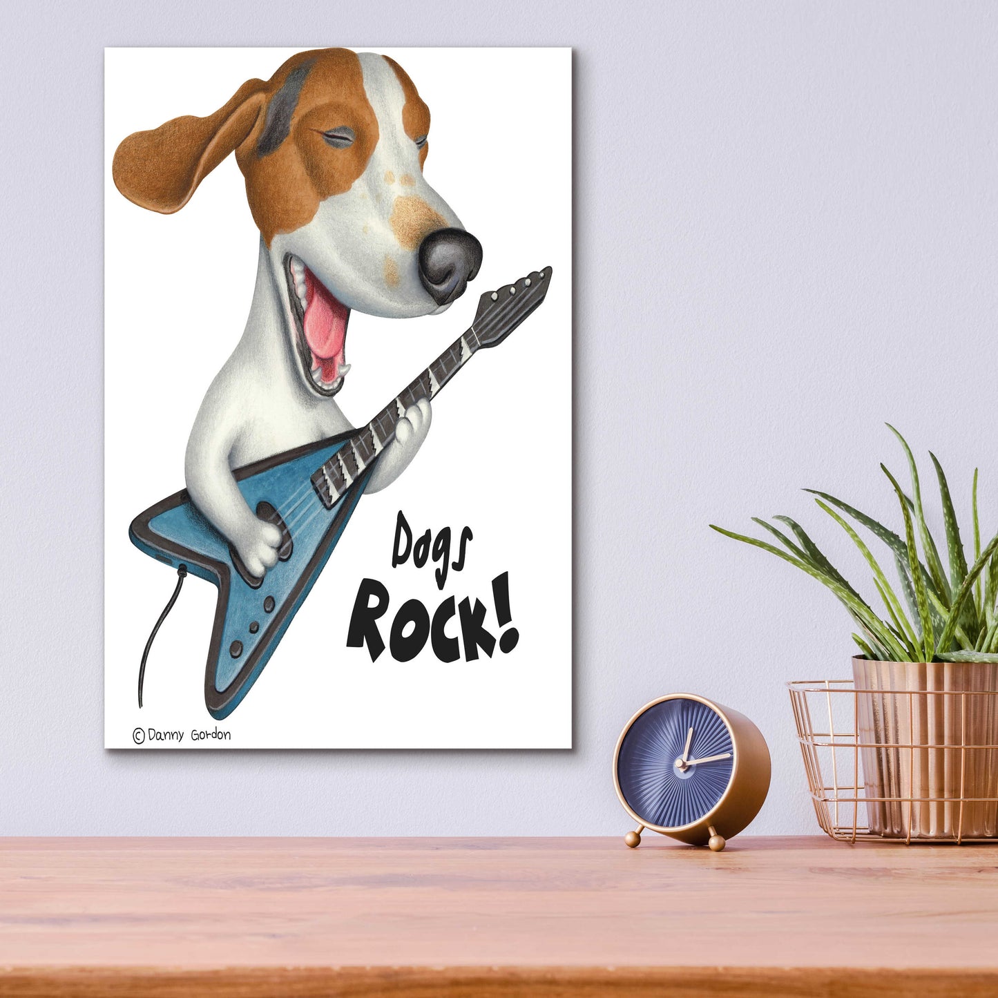 Epic Art 'Basset Hound Dogs Rock' by Danny Gordon Art, Acrylic Glass Wall Art,12x16