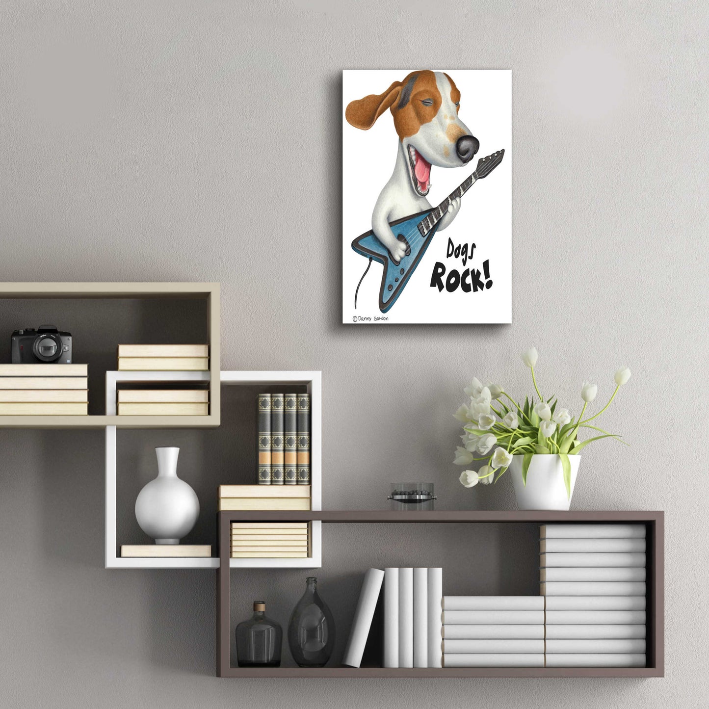 Epic Art 'Basset Hound Dogs Rock' by Danny Gordon Art, Acrylic Glass Wall Art,16x24