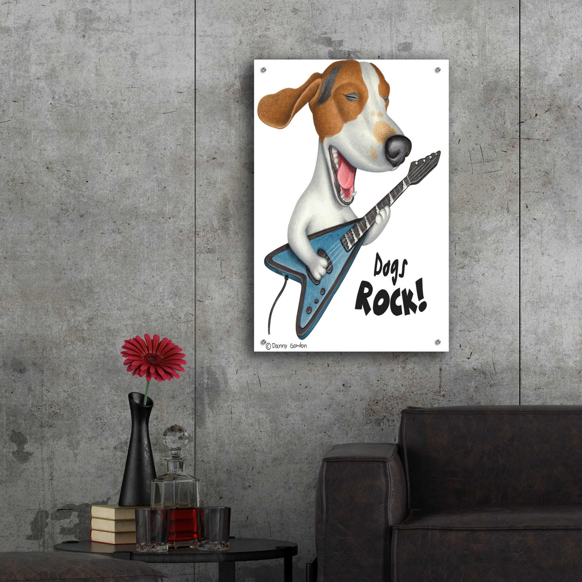 Epic Art 'Basset Hound Dogs Rock' by Danny Gordon Art, Acrylic Glass Wall Art,24x36