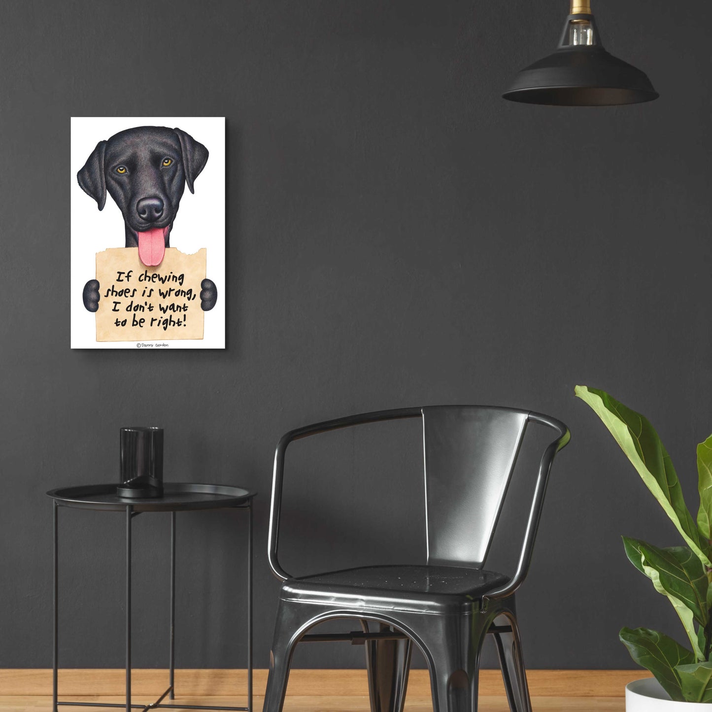 Epic Art 'Black Lab Holding Sign' by Danny Gordon Art, Acrylic Glass Wall Art,16x24