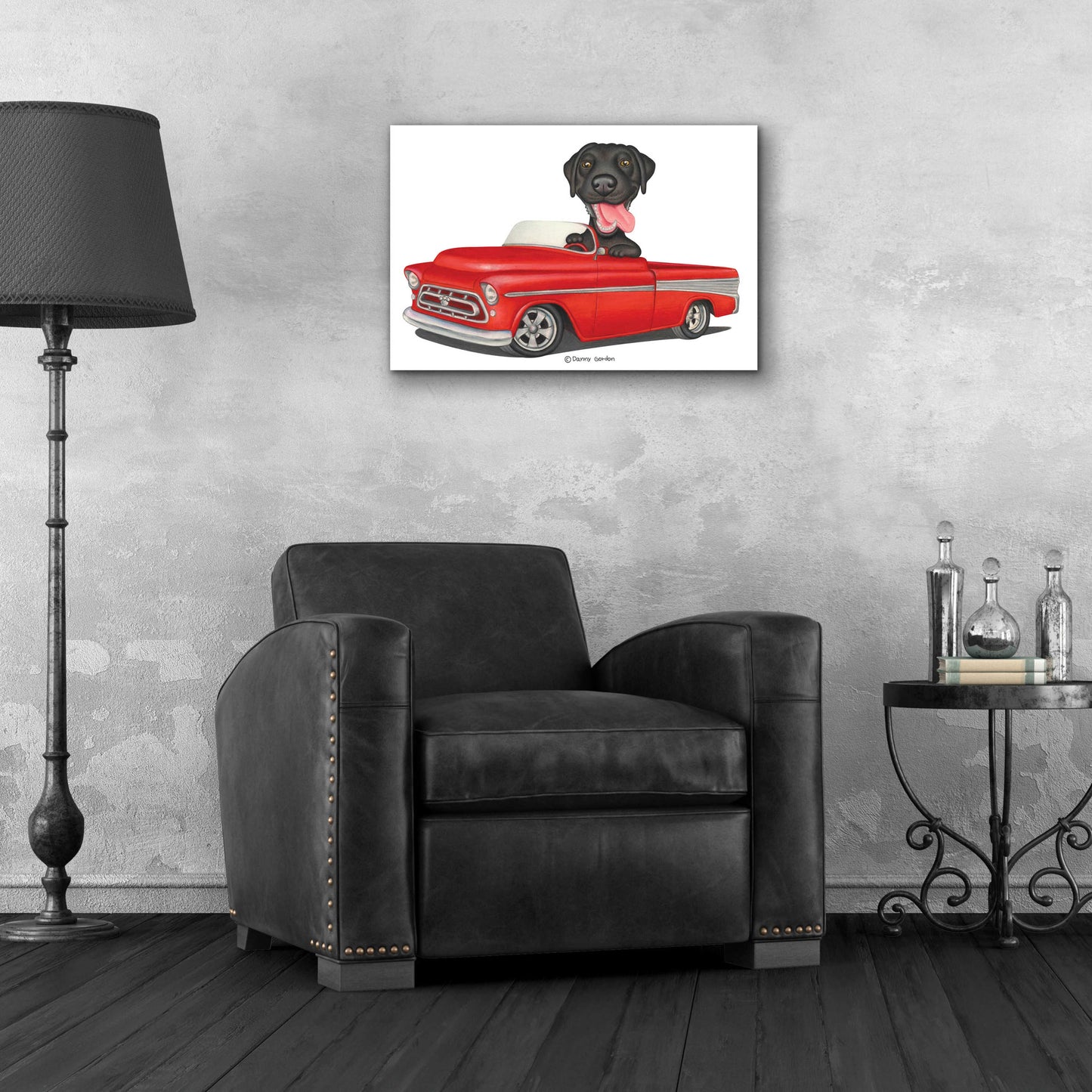 Epic Art 'Black Lab in Red Truck' by Danny Gordon Art, Acrylic Glass Wall Art,24x16