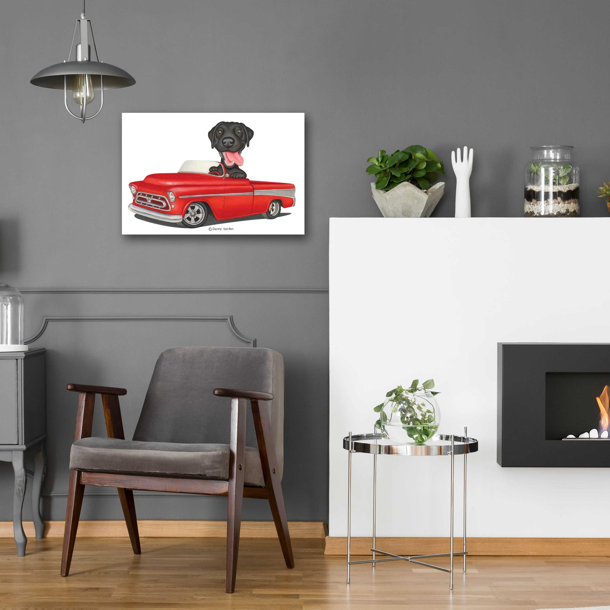 Epic Art 'Black Lab in Red Truck' by Danny Gordon Art, Acrylic Glass Wall Art,24x16