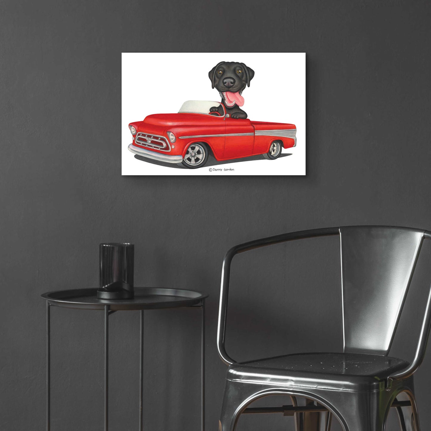 Epic Art 'Black Lab in Red Truck' by Danny Gordon Art, Acrylic Glass Wall Art,24x16