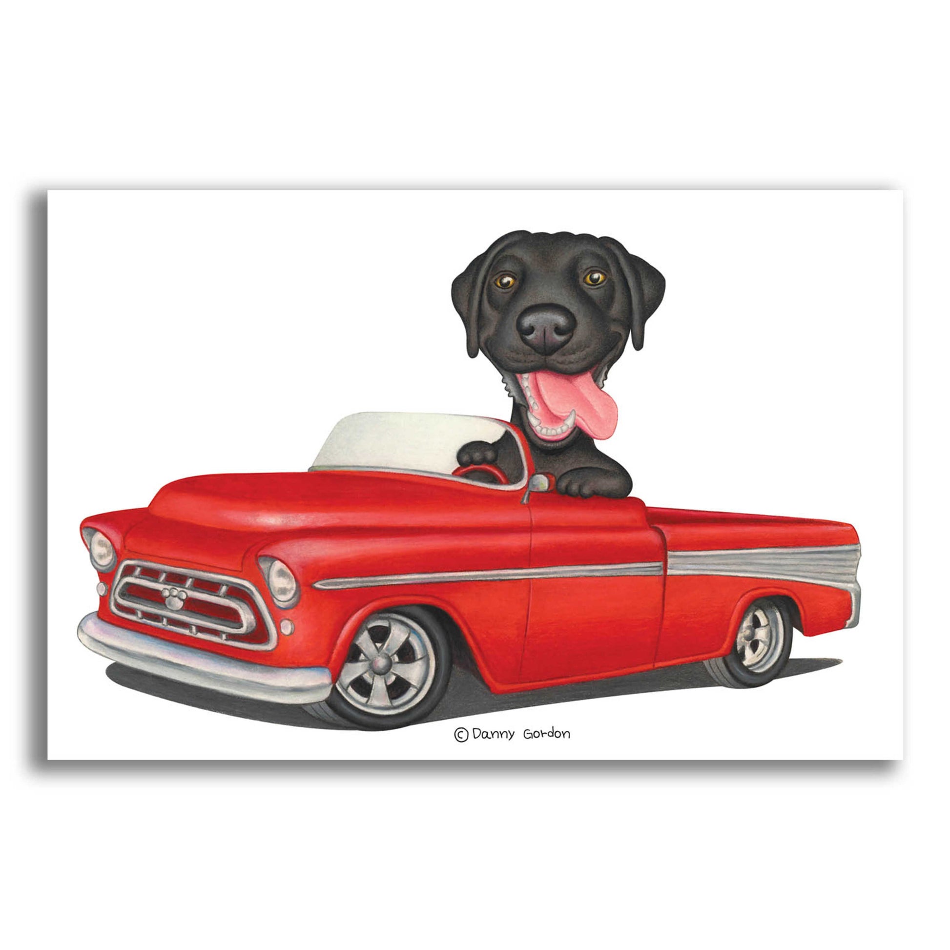 Epic Art 'Black Lab in Red Truck' by Danny Gordon Art, Acrylic Glass Wall Art,24x16