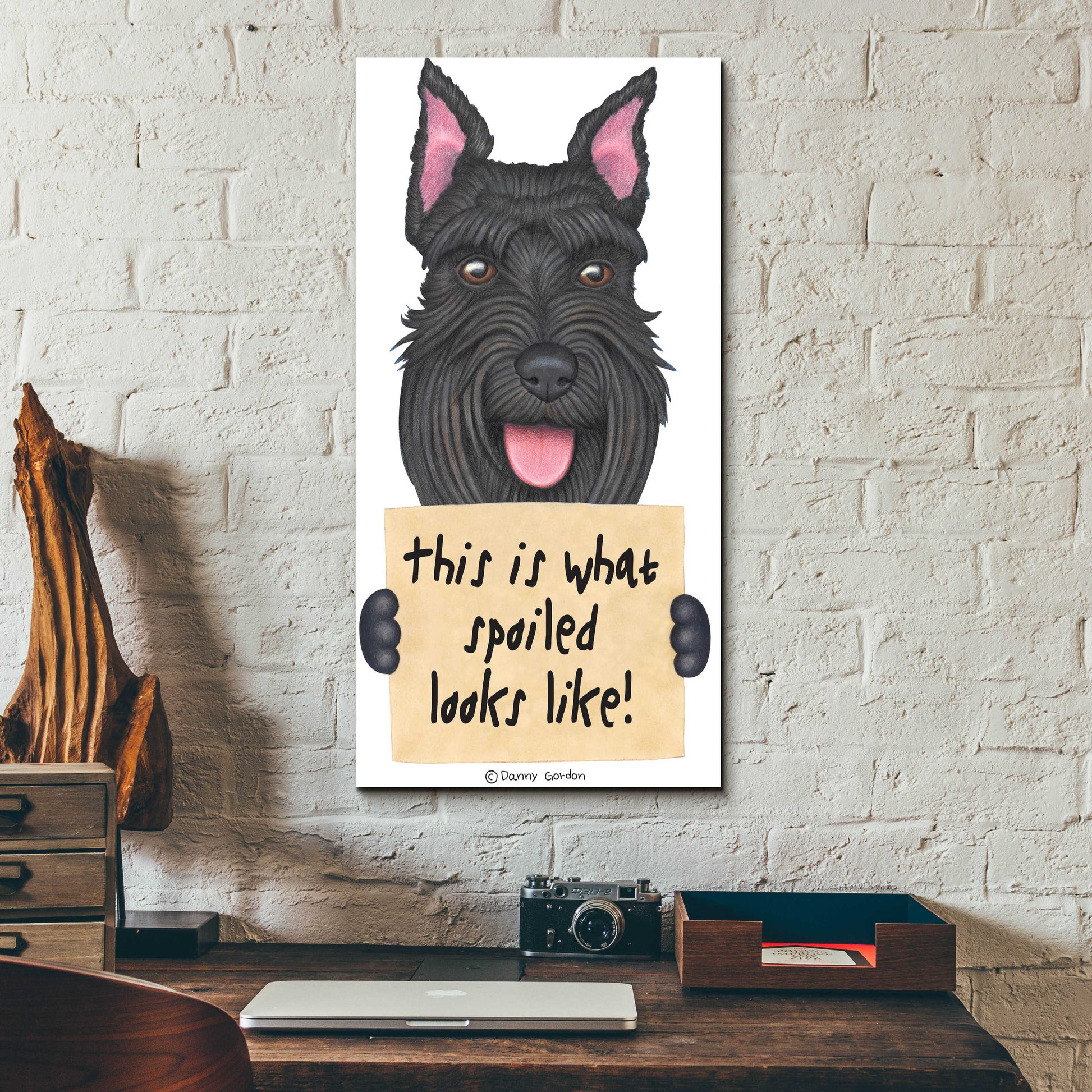 Epic Art 'Black Schnauzer Cropped Ears' by Danny Gordon Art, Acrylic Glass Wall Art,12x24