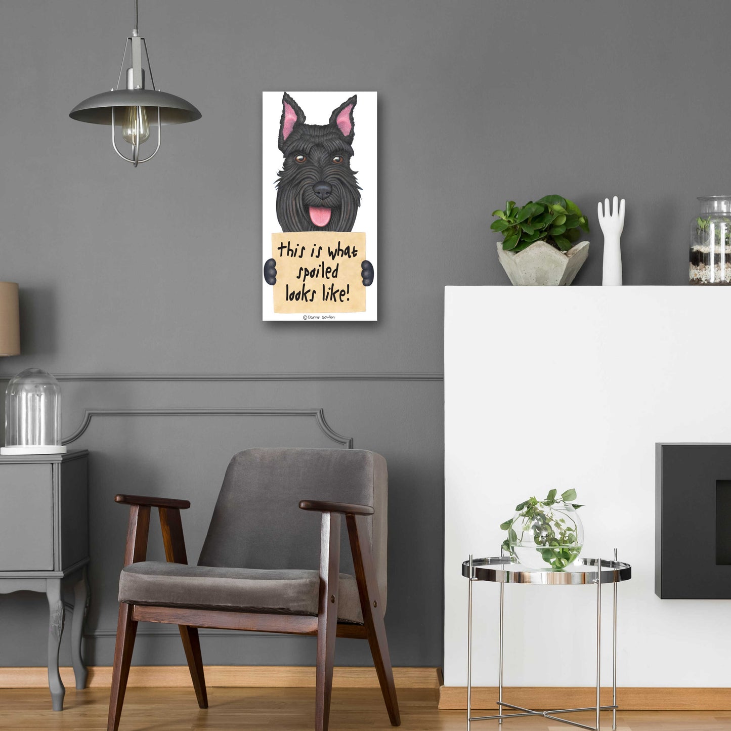 Epic Art 'Black Schnauzer Cropped Ears' by Danny Gordon Art, Acrylic Glass Wall Art,12x24