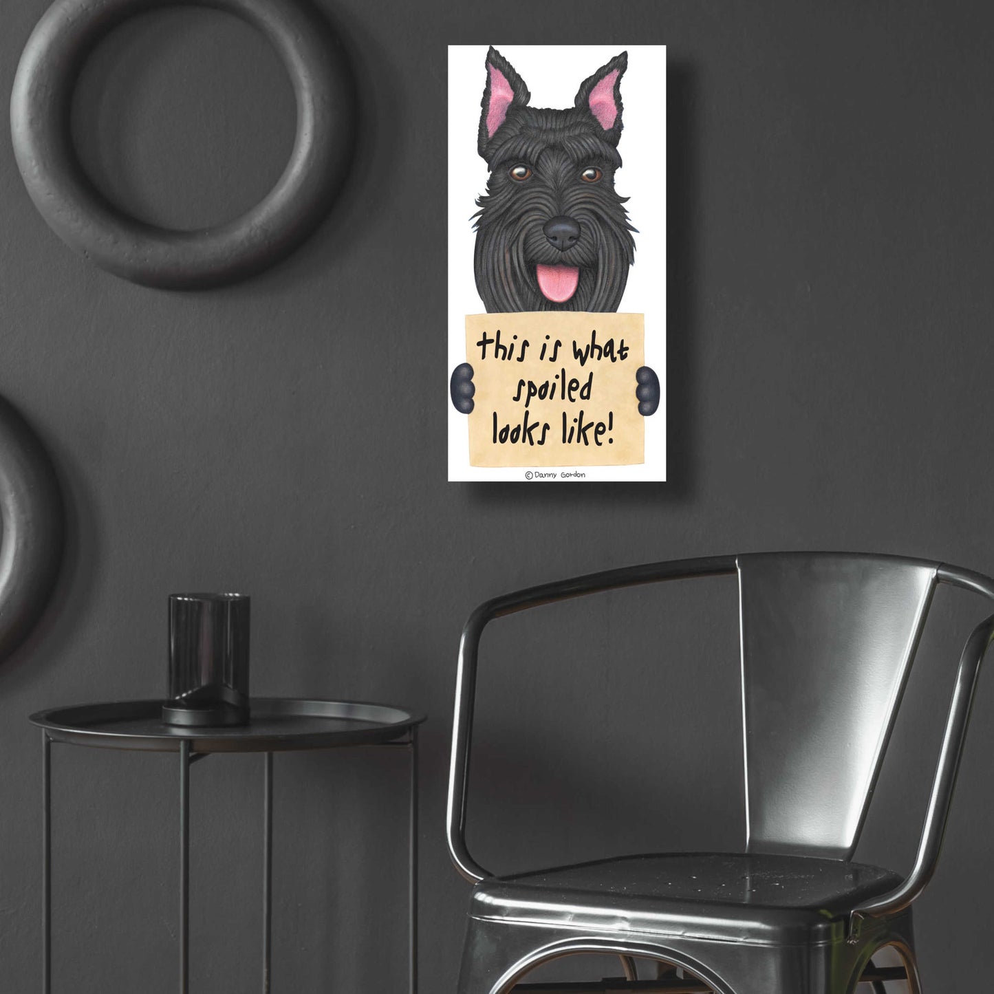 Epic Art 'Black Schnauzer Cropped Ears' by Danny Gordon Art, Acrylic Glass Wall Art,12x24