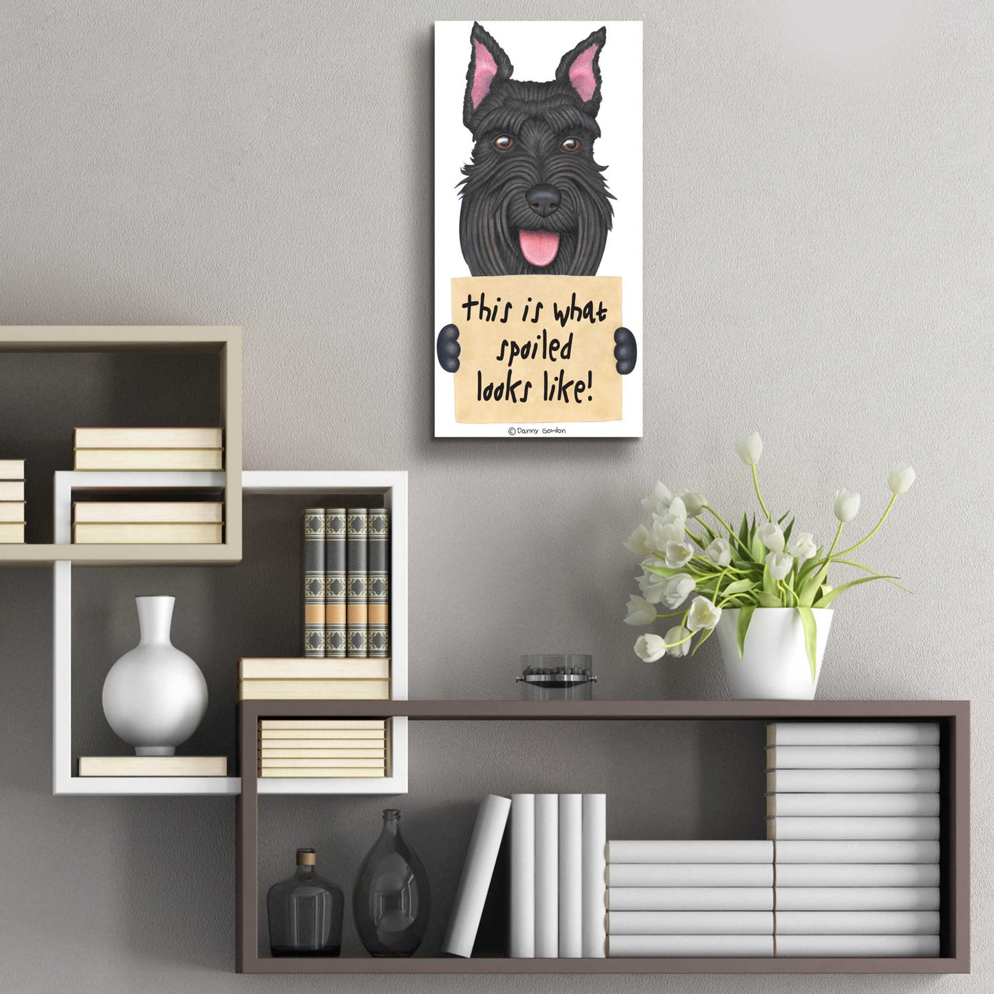 Epic Art 'Black Schnauzer Cropped Ears' by Danny Gordon Art, Acrylic Glass Wall Art,12x24