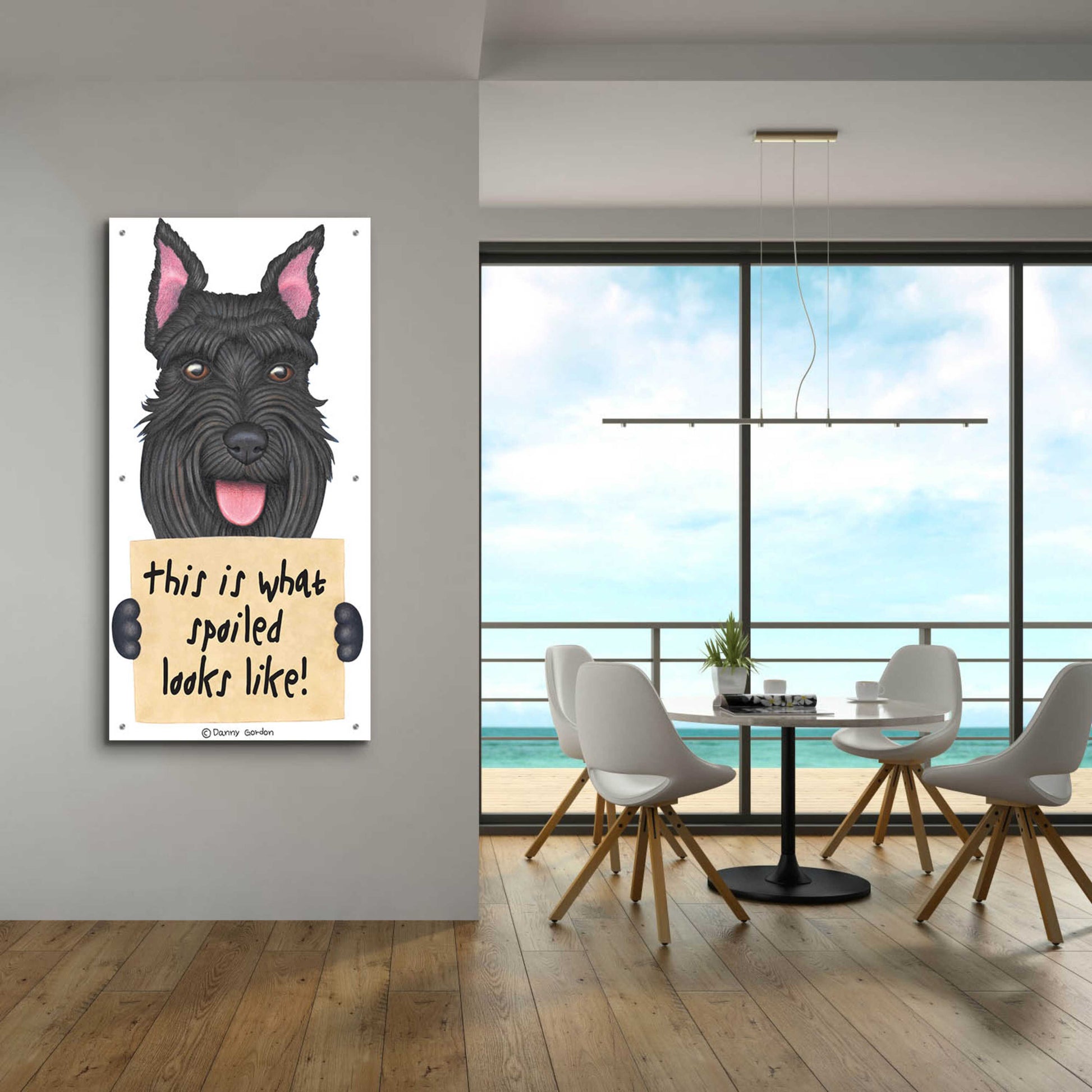 Epic Art 'Black Schnauzer Cropped Ears' by Danny Gordon Art, Acrylic Glass Wall Art,24x48