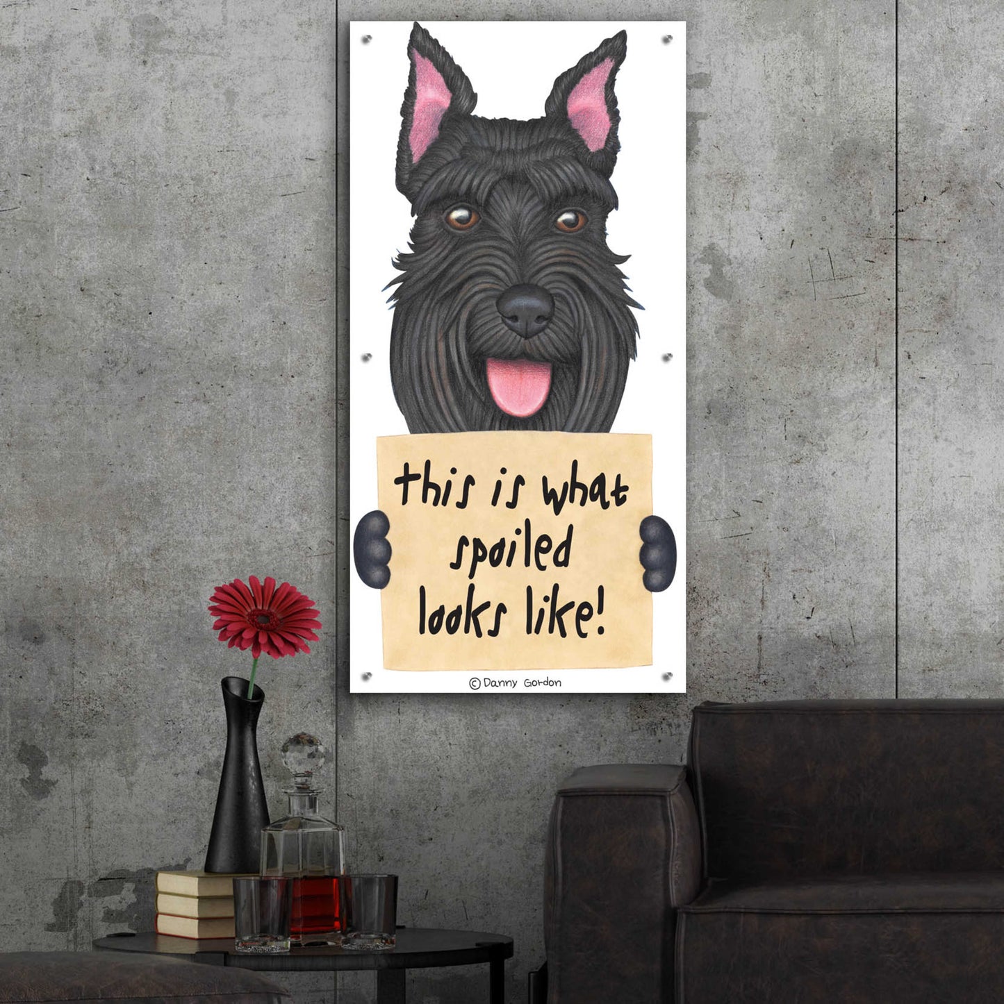 Epic Art 'Black Schnauzer Cropped Ears' by Danny Gordon Art, Acrylic Glass Wall Art,24x48