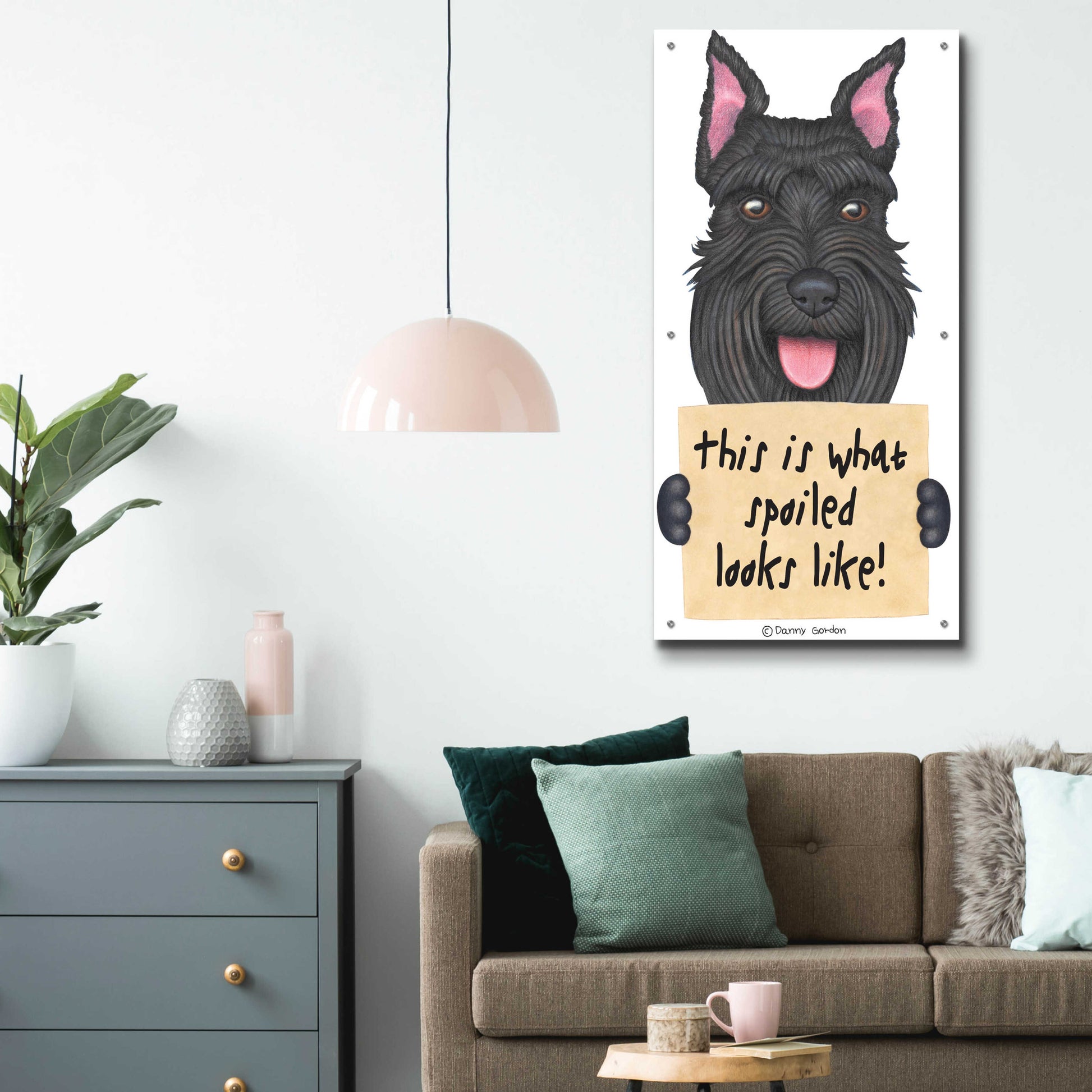 Epic Art 'Black Schnauzer Cropped Ears' by Danny Gordon Art, Acrylic Glass Wall Art,24x48