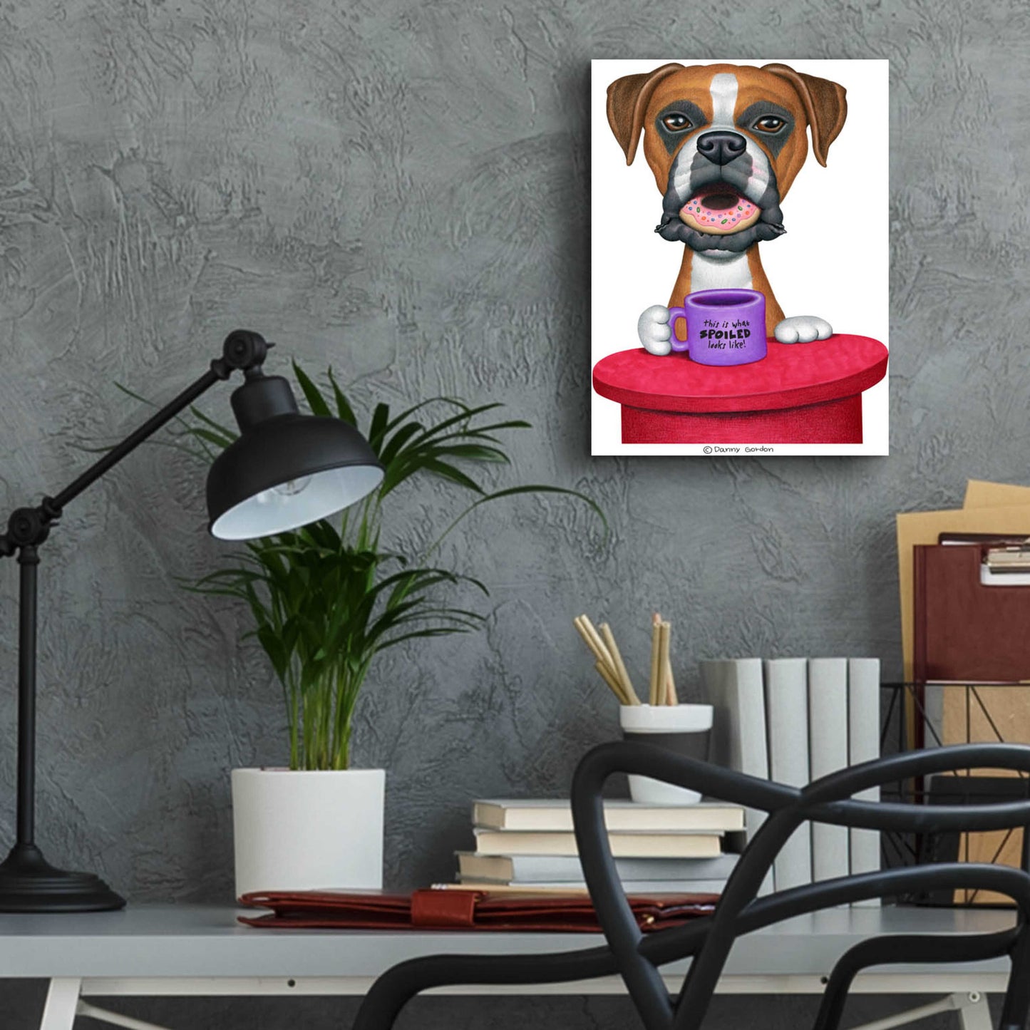 Epic Art 'Boxer Coffee and Donut' by Danny Gordon Art, Acrylic Glass Wall Art,12x16