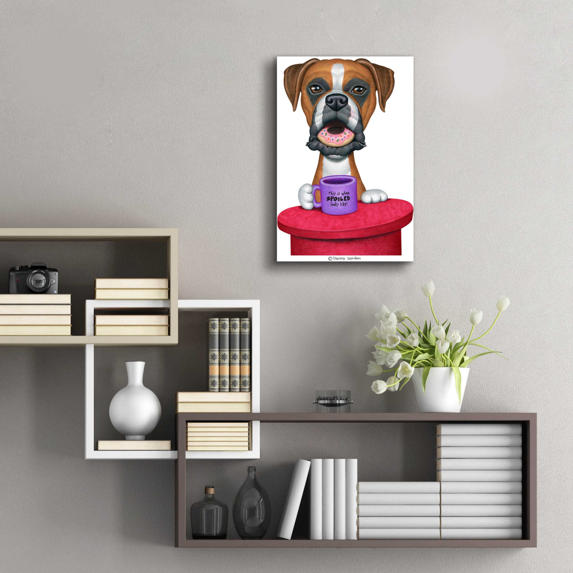 Epic Art 'Boxer Coffee and Donut' by Danny Gordon Art, Acrylic Glass Wall Art,16x24