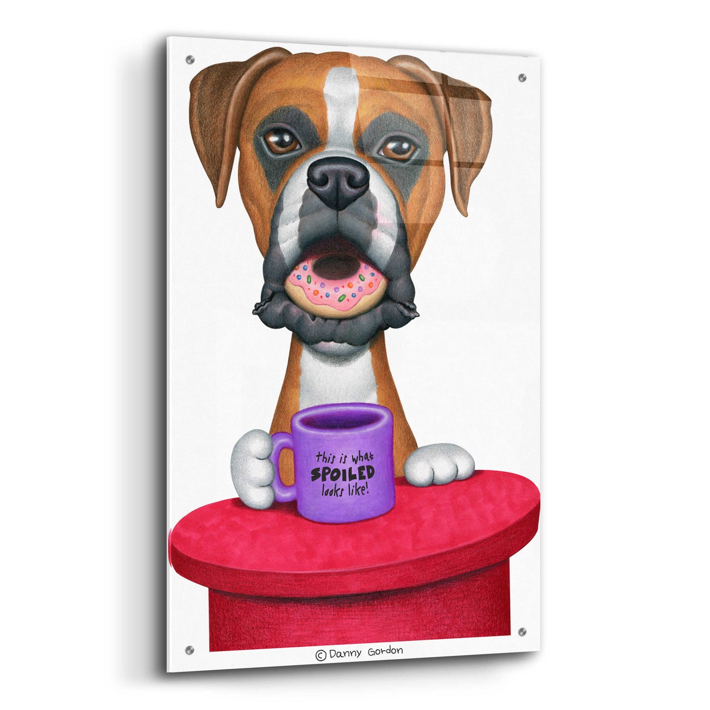 Epic Art 'Boxer Coffee and Donut' by Danny Gordon Art, Acrylic Glass Wall Art,24x36