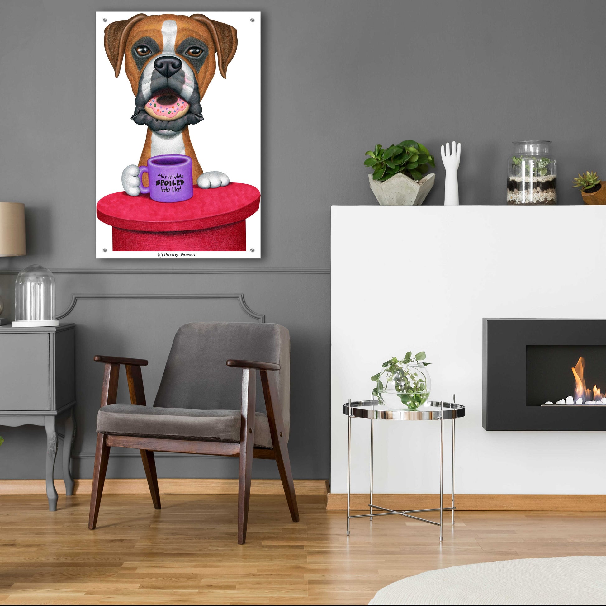 Epic Art 'Boxer Coffee and Donut' by Danny Gordon Art, Acrylic Glass Wall Art,24x36