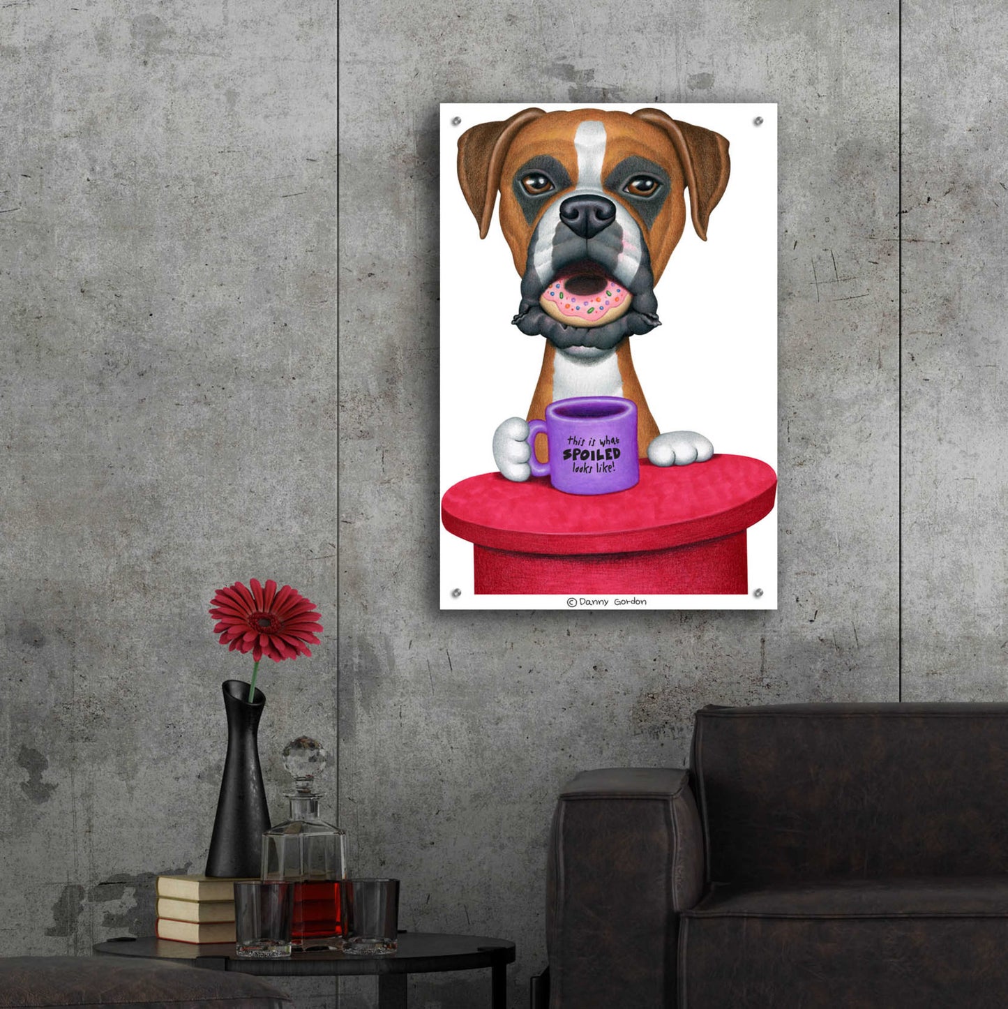 Epic Art 'Boxer Coffee and Donut' by Danny Gordon Art, Acrylic Glass Wall Art,24x36