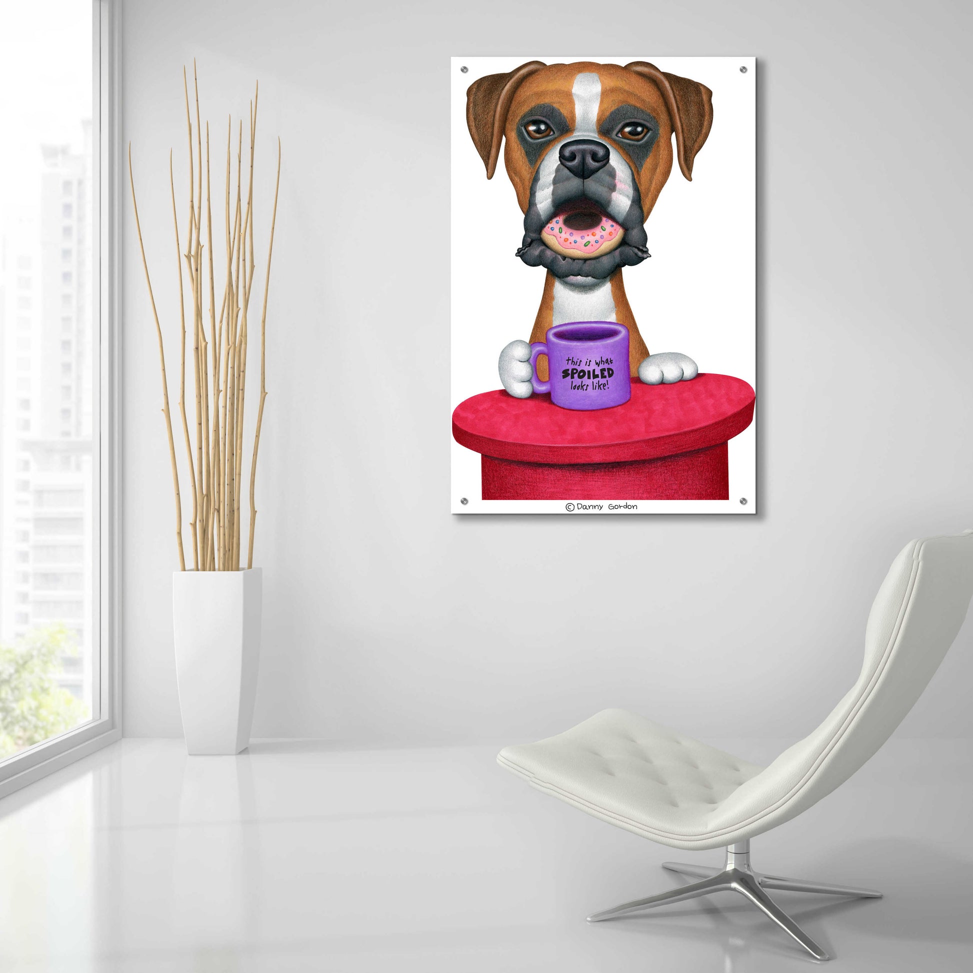 Epic Art 'Boxer Coffee and Donut' by Danny Gordon Art, Acrylic Glass Wall Art,24x36