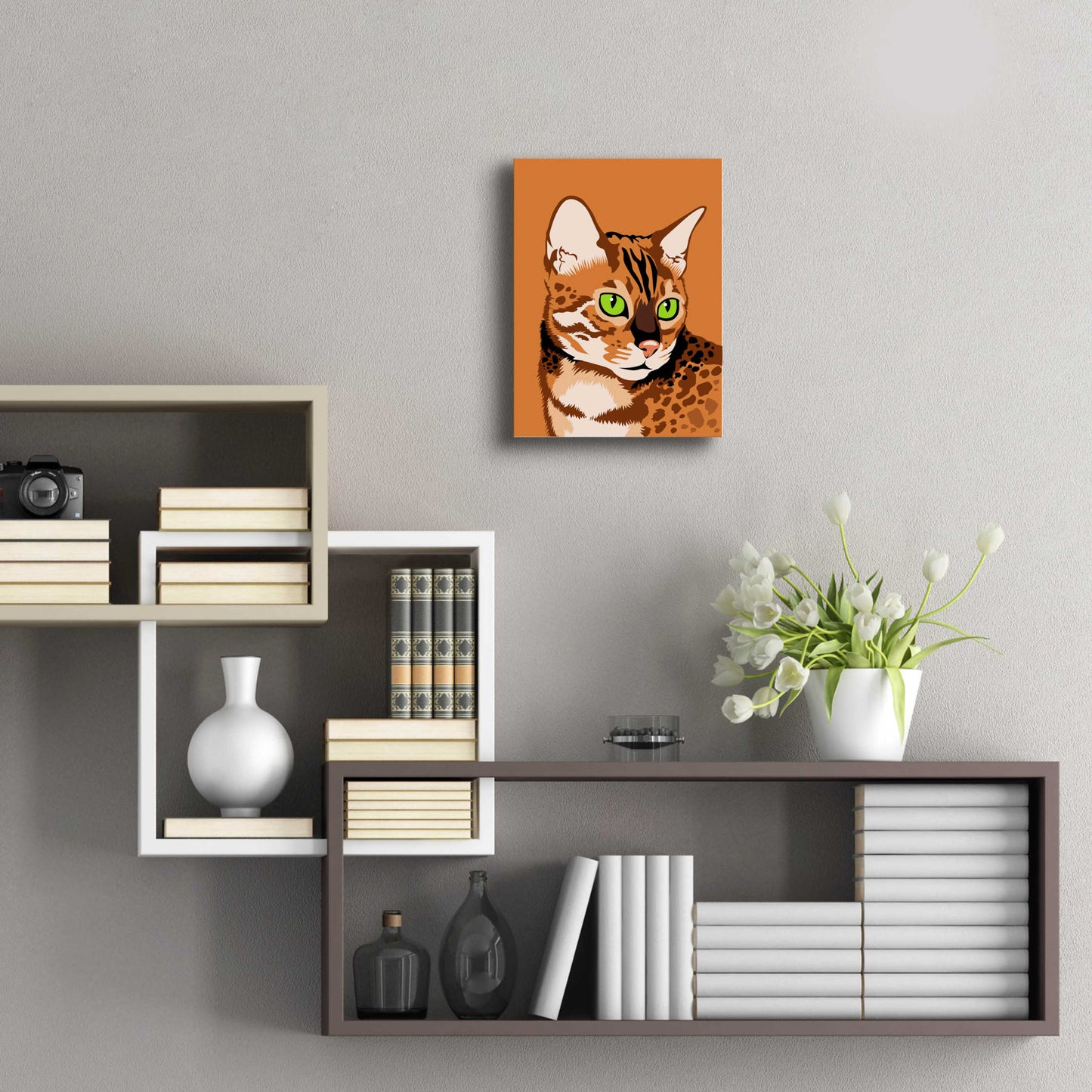 Epic Art 'Bengal Cat' by Debbie Gray, Acrylic Glass Wall Art,12x16